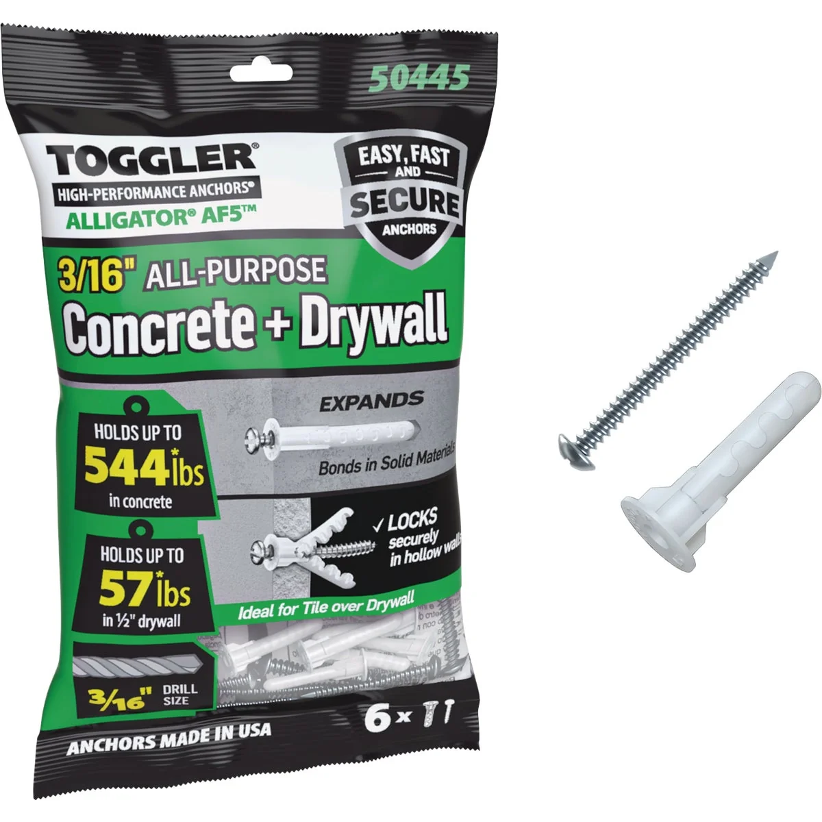 Excellent Toggler Alligator 8 x 1-1 4 In. Concrete Drywall Anchors 6-Count First-Class