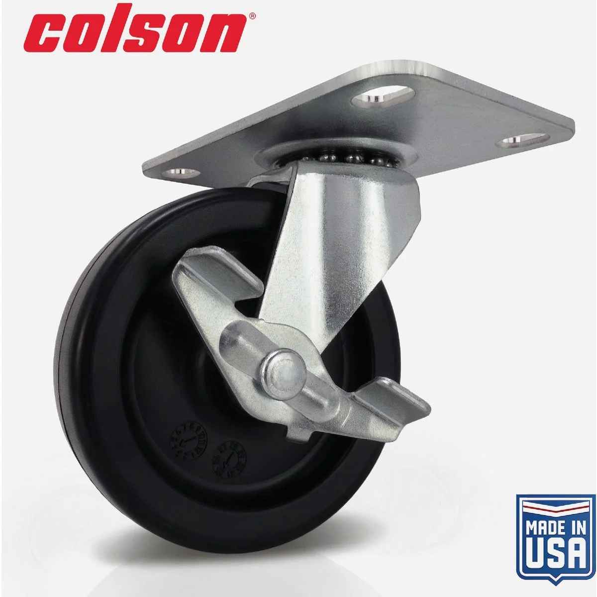 Clean Colson 3 In. Black Polypropylene Swivel Plate Caster with Locking Brake High-Quality
