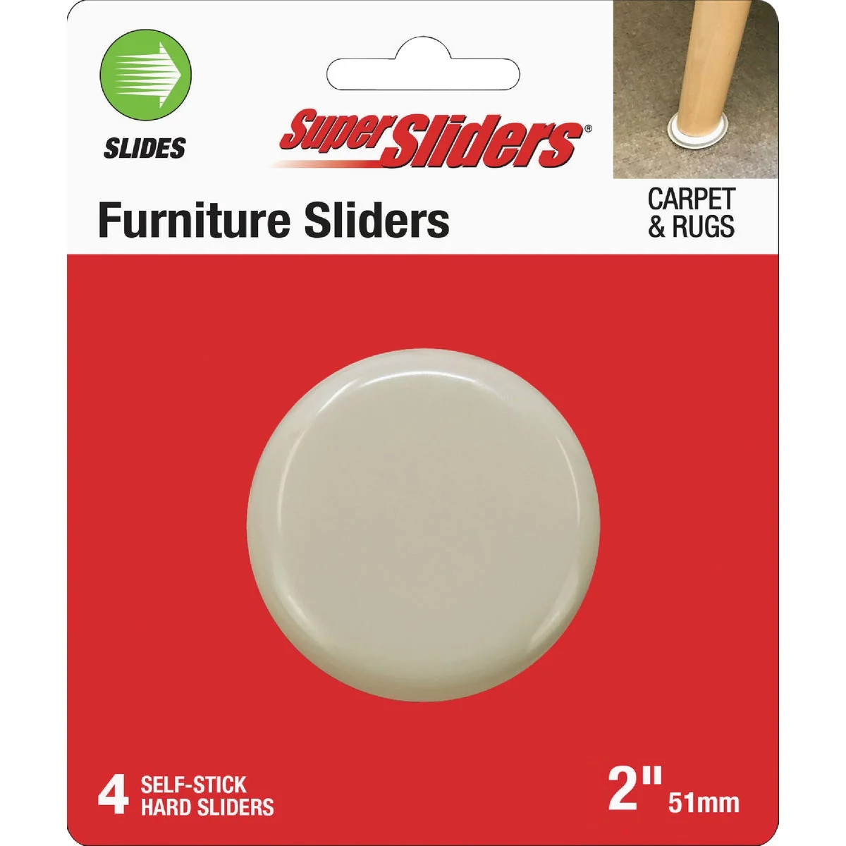Exceptional Super Sliders 2-1 4 In. Beige Round Hard Furniture Sliders 4-Pack Selected