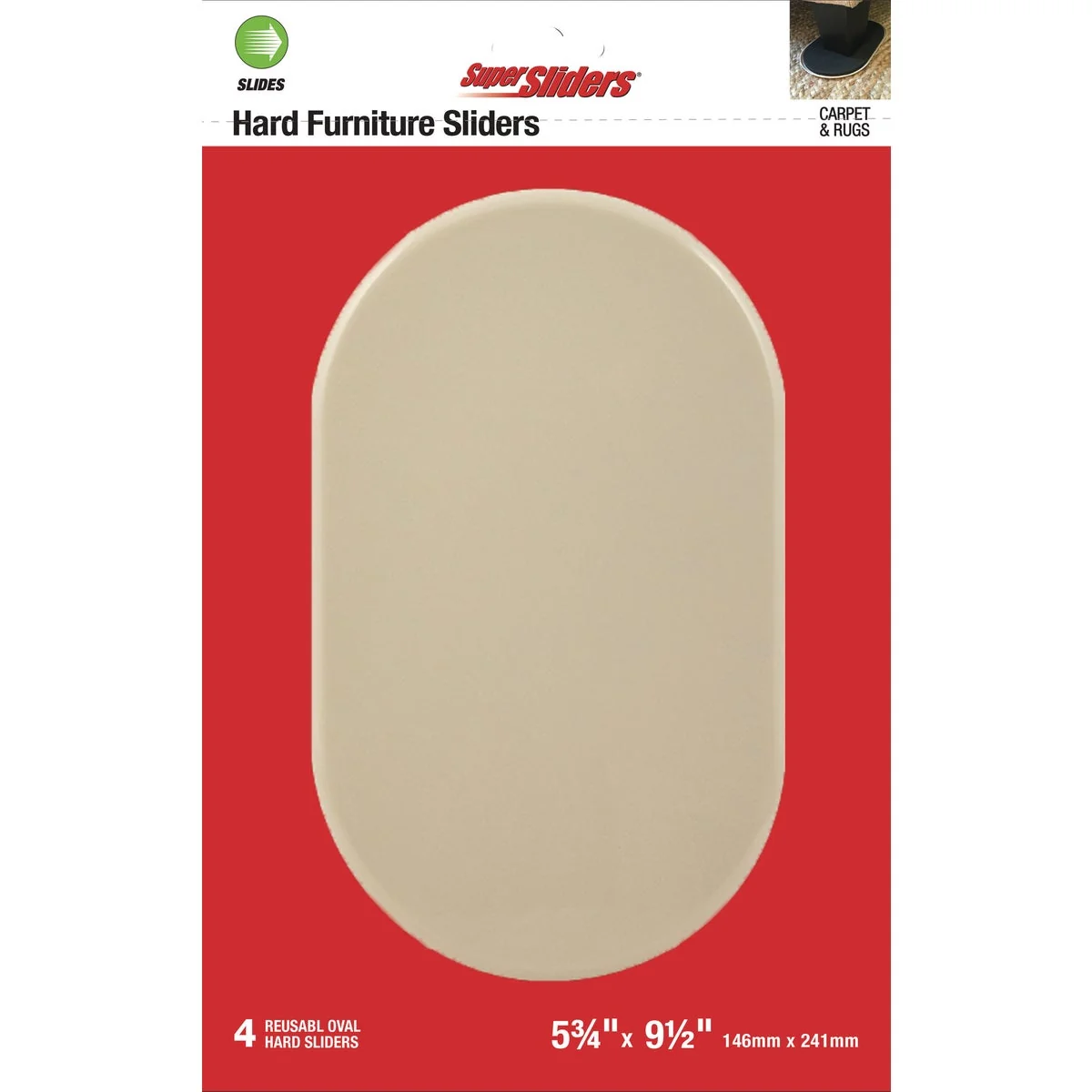 High-End Super Sliders 5-3 4 In. x 9-1 2 In. Beige Oval Hard Furniture Glides 4-Pack Contemporary