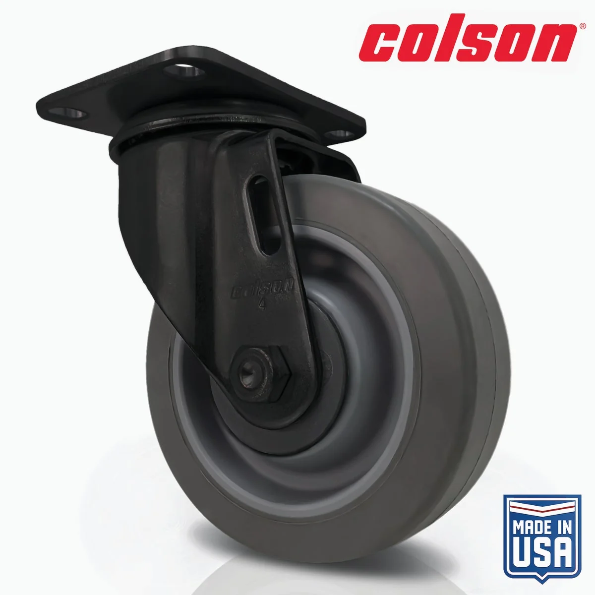 Premium Colson 4 In. Gray TPR Black Swivel Plate Caster Fine Crafted