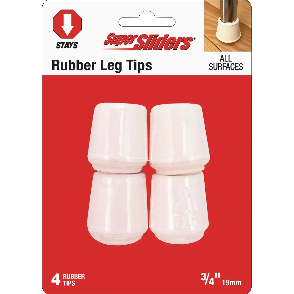 Modern Super Sliders 3 4 In. White Rubber Furniture Leg Tip 4-Pack Fashionable