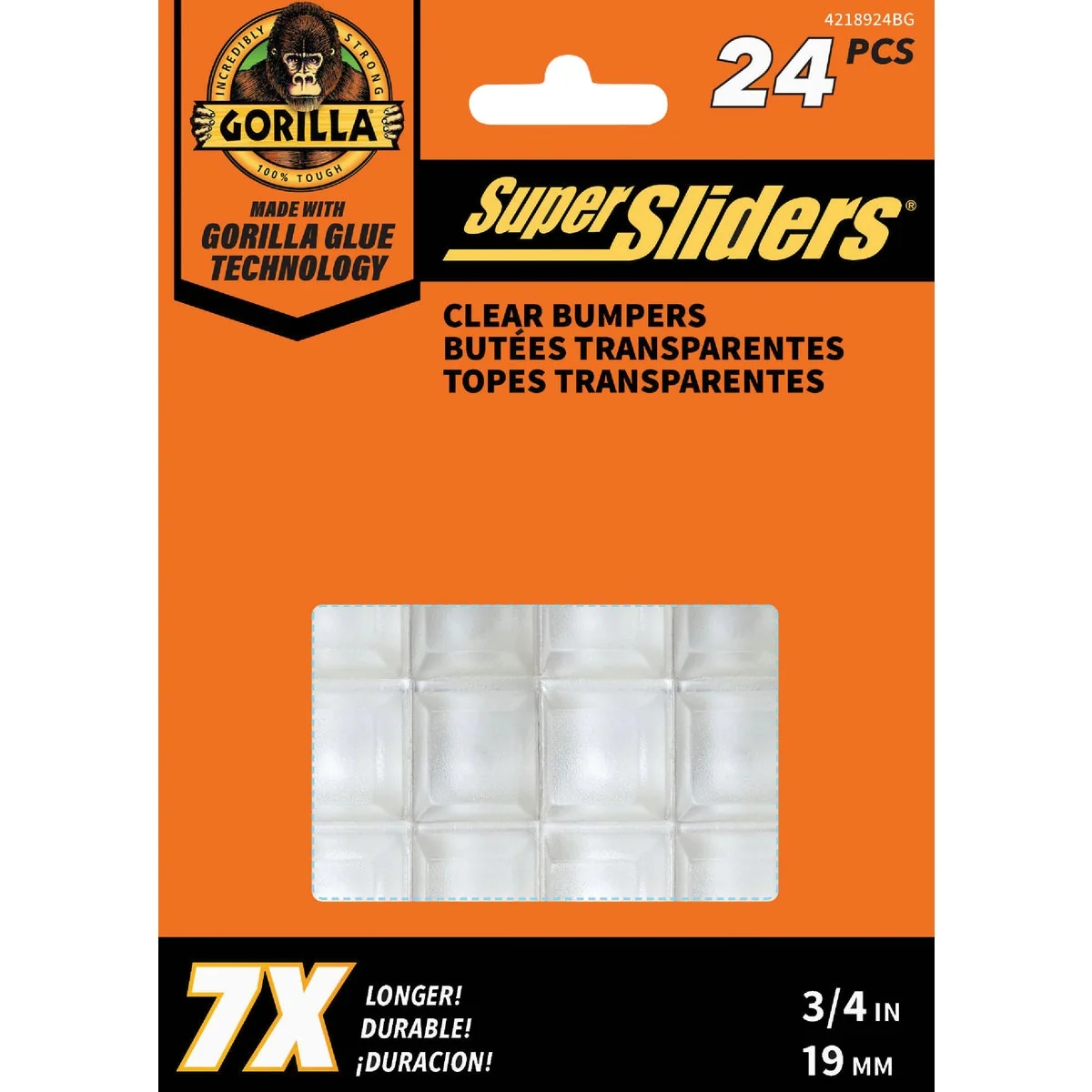 Sophisticated Super Sliders Gorilla Glue 3 4 In. Square Clear Furniture Wall Bumpers 24-Pack Recyclable