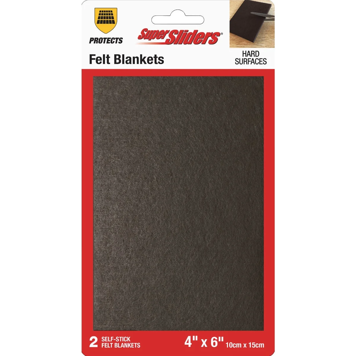 Natural Super Sliders 4 In. x 6 In. Brown Felt Blanket 2-Piece Breathable