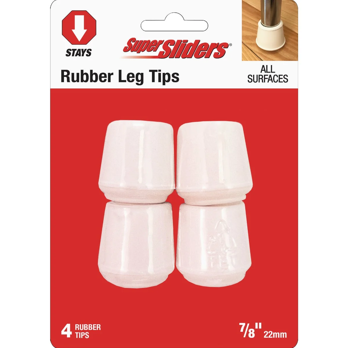 Crafted Super Sliders 7 8 In. White Rubber Furniture Leg Tip 4-Pack Next-Generation