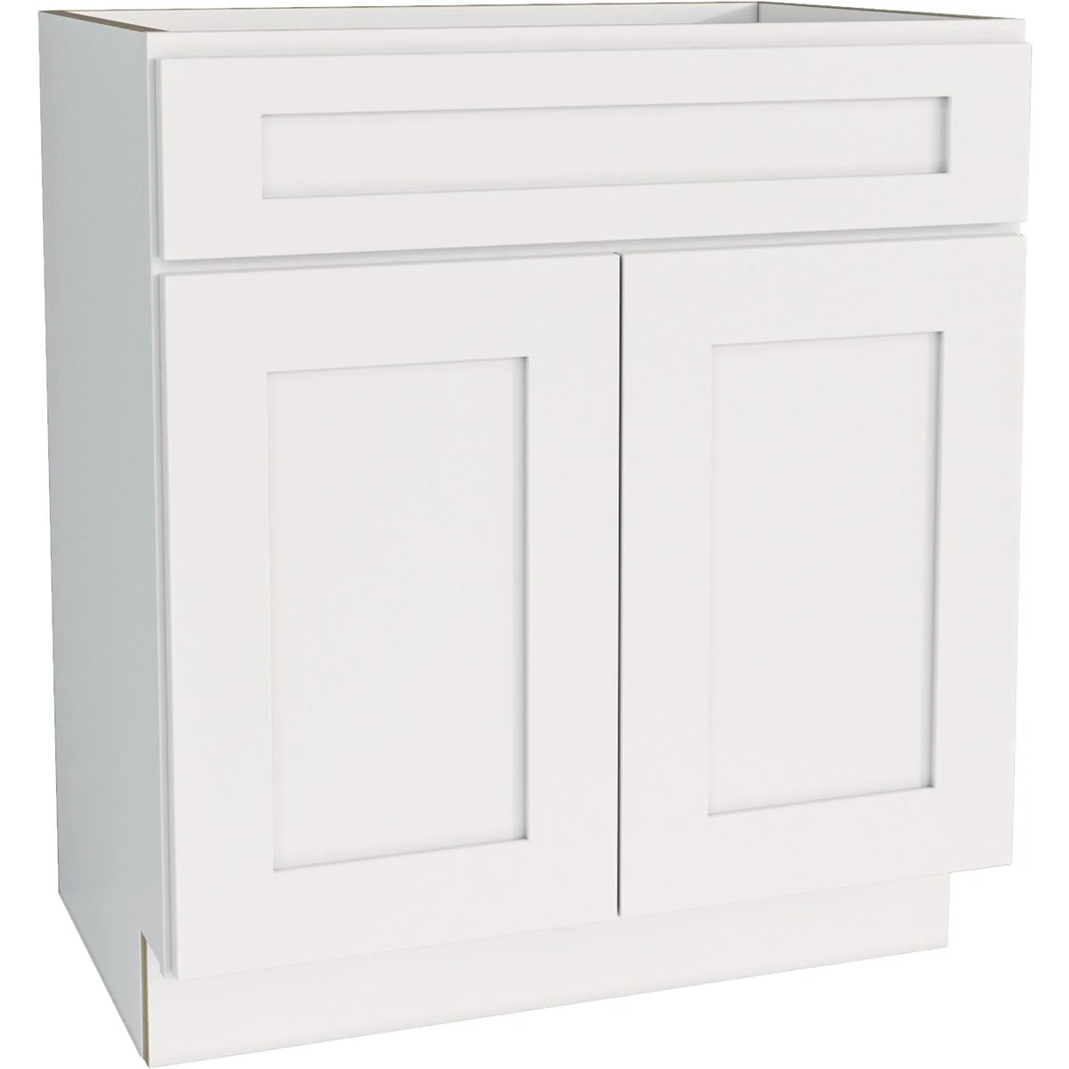 Consistent CraftMark Plymouth Shaker 30 In. W x 24 In. D x 34.5 In. H Ready To Assemble White Sink Base Kitchen Cabinet Premium Material