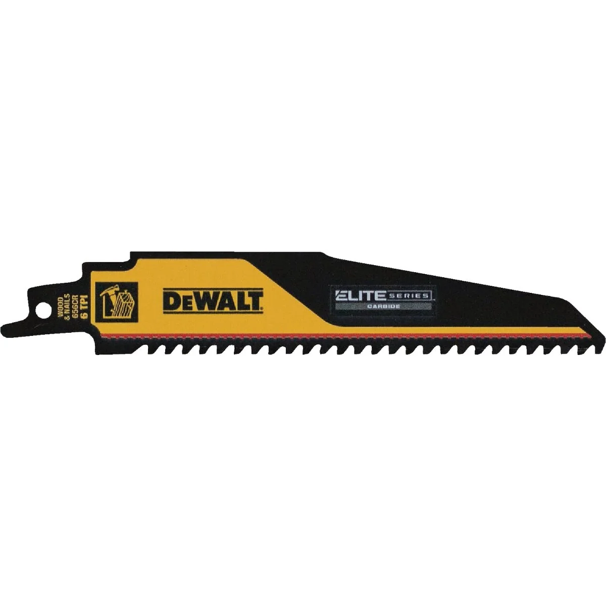 Easy-to-Use DEWALT Elite Series 6 In. 6 TPI Wood with Nails Demolition Reciprocating Saw Blade Comfortable
