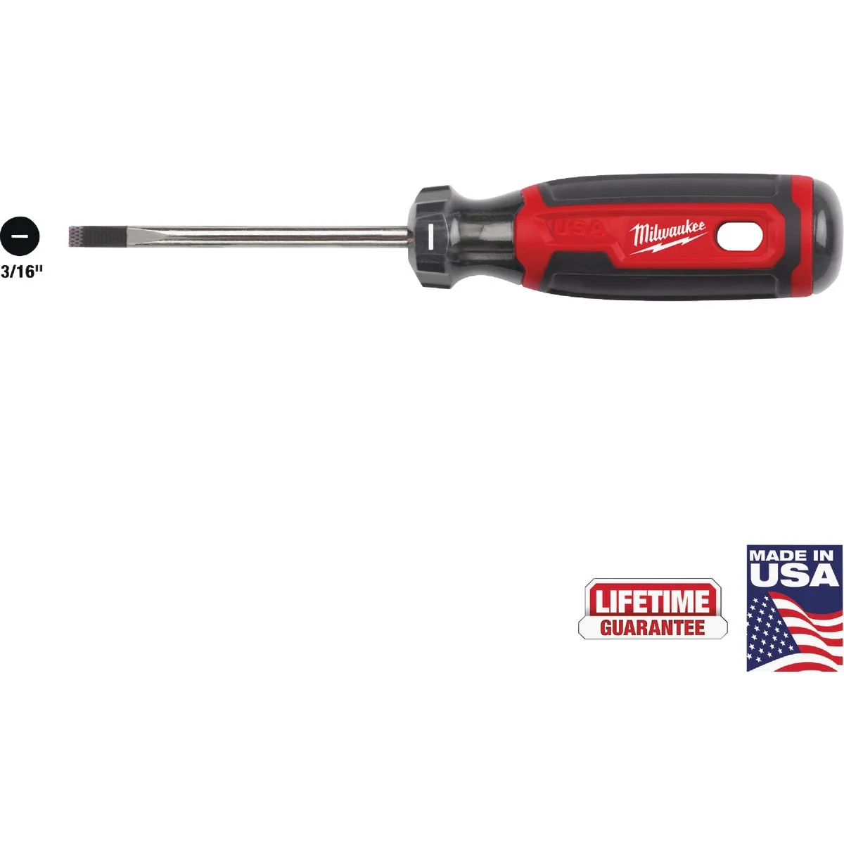Fine Milwaukee 3 16 In. x 3 In. Cushion Grip Cabinet Tip Slotted Screwdriver USA Exceptional