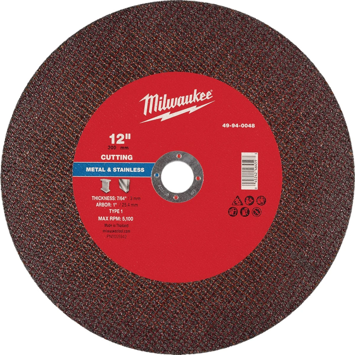Flexible Milwaukee Type 1 12 In. x 7 64 In. x 1 In. Metal Cut-Off Wheel Premium