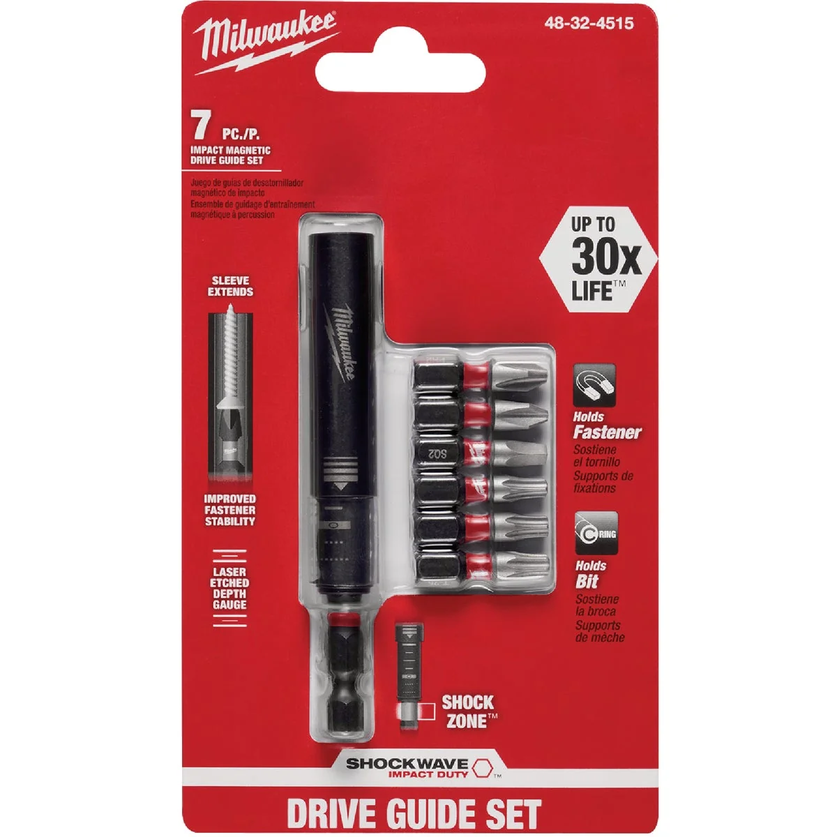 Convenient Milwaukee SHOCKWAVE Impact Magnetic Drive Guide Set 7-Piece Unique