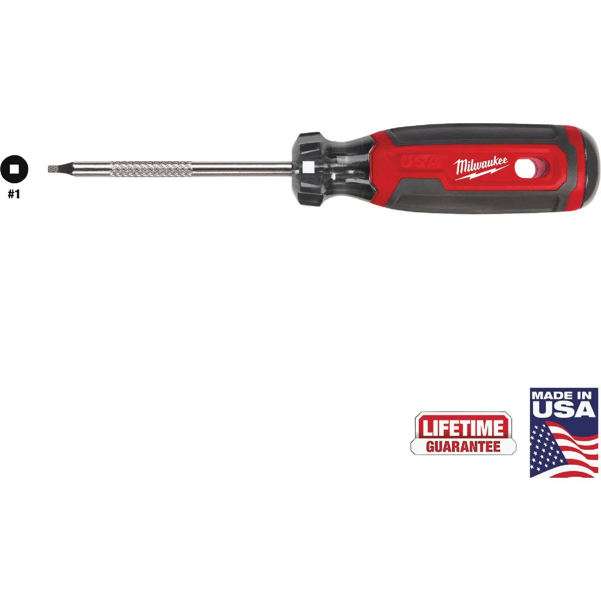 Secure Milwaukee 1 x 3 In. Square Recess Cushion Grip Screwdriver USA Crafted