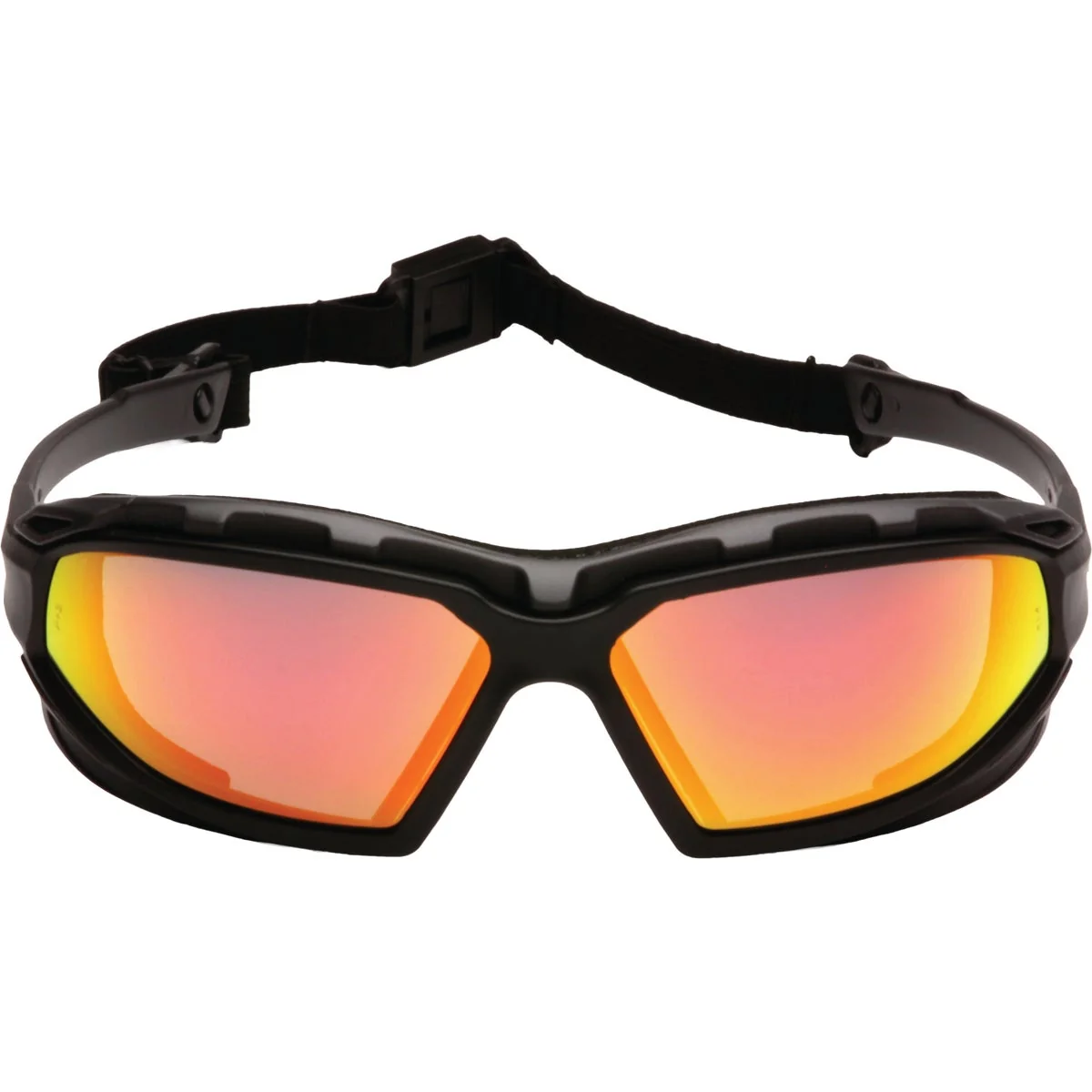 Functional Pyramex Highlander Plus Black Gray Frame Safety Glasses with Sky Red Mirror Anti-Fog Lenses Versatile
