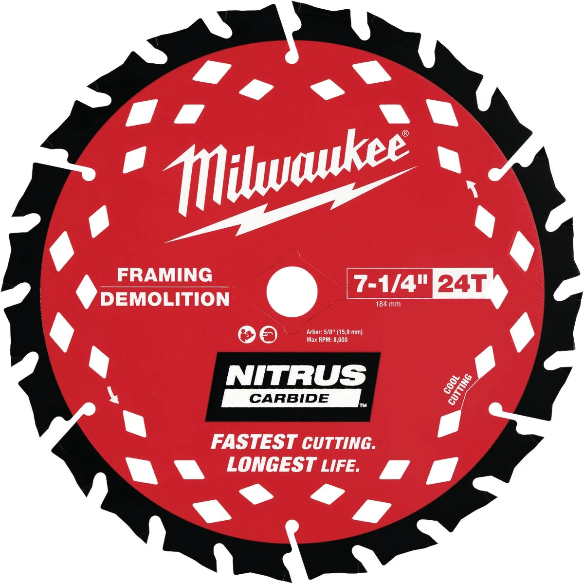 Efficient Milwaukee NITRUS 7-1 4 In. 24-Tooth Framing Demolition Circular Saw Blade 10-Pack World-Class