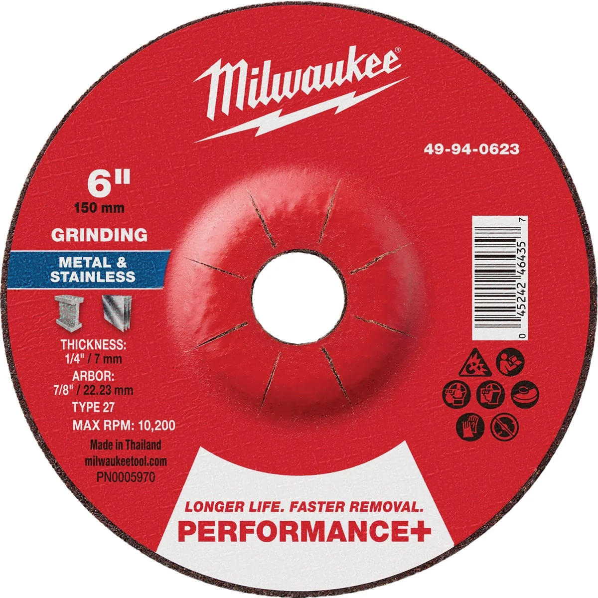 Casual Milwaukee Type 27 6 In. x 1 4 In. x 7 8 In. Performance-Plus Metal Grinding Cut-Off Wheel Clean