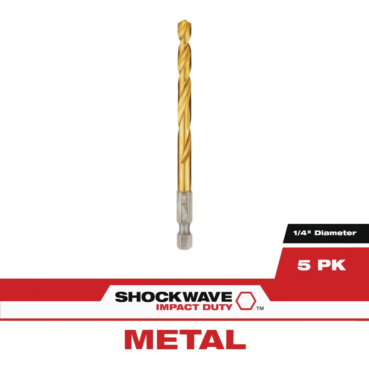 Clean Milwaukee SHOCKWAVE RED HELIX Impact Duty 1 4 In. Titanium Hex Shank Drill Bit 5-Pack Solid
