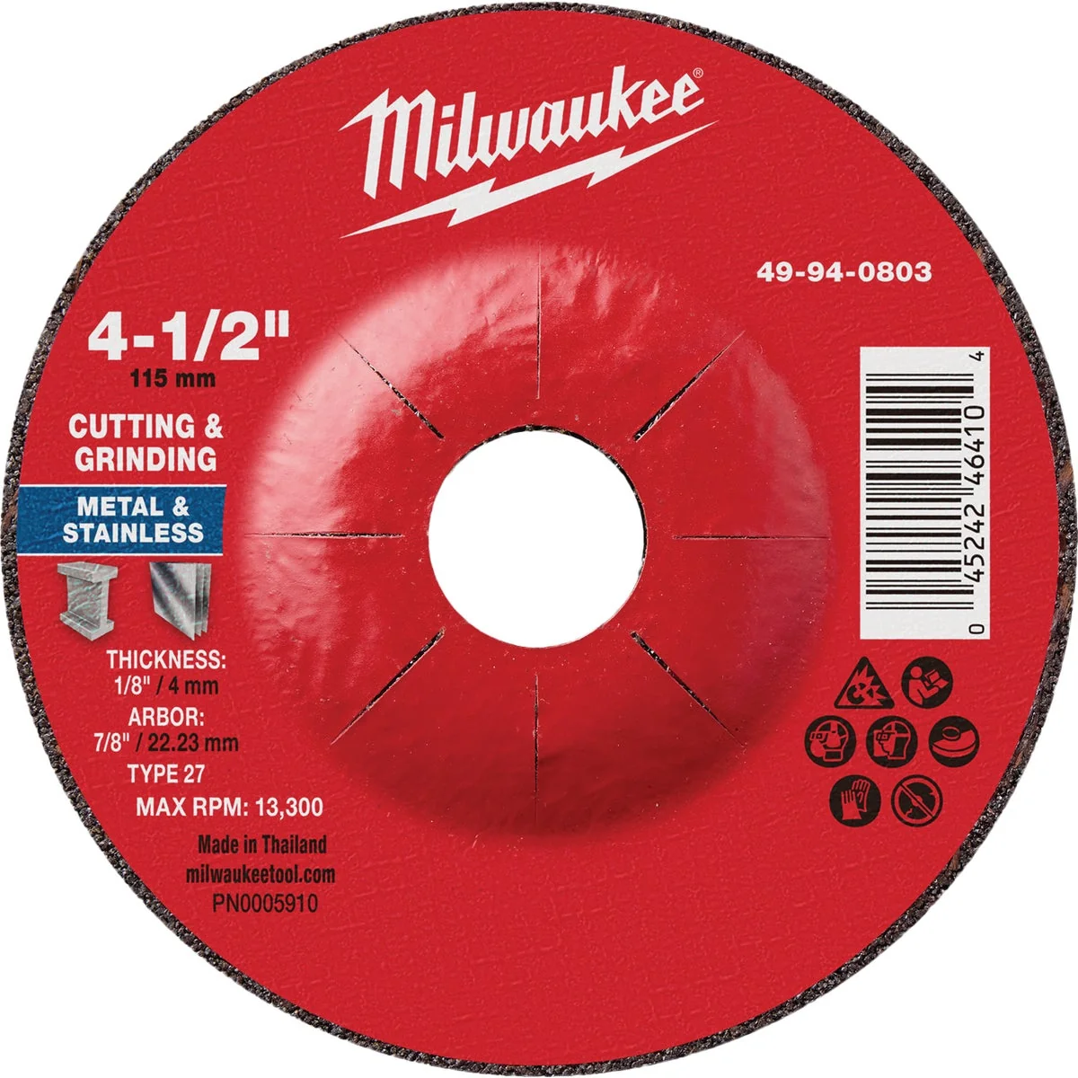 Excellent Milwaukee Type 27 4-1 2 In. x 1 8 In. x 7 8 In. Dual Metal Cut Grind Wheel Proven