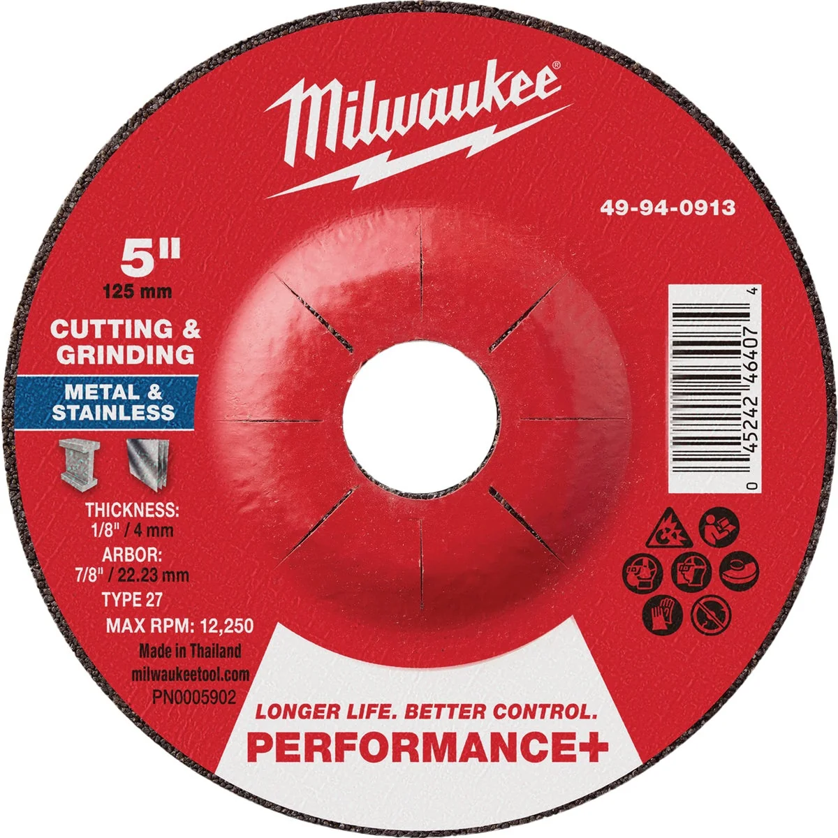 Flexible Milwaukee Type 27 5 In. x 1 8 In. x 7 8 In. Performance-Plus Dual Metal Cut Grind Wheel Authentic