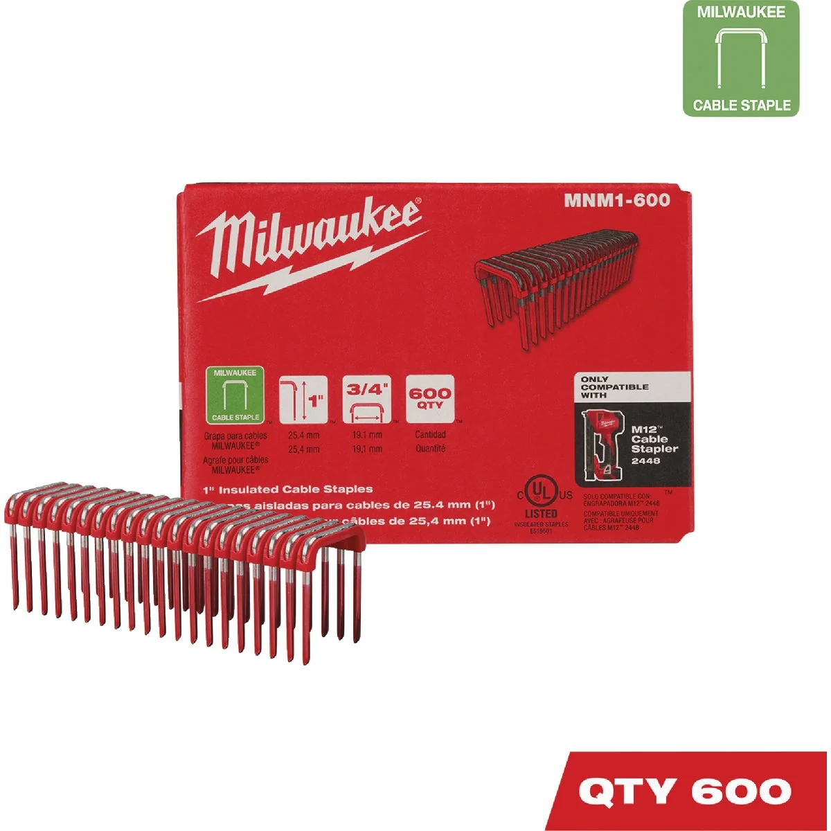 Fashionable Milwaukee 1 In. x 3 4 In. Insulated Cable Staples 600-Count Classic