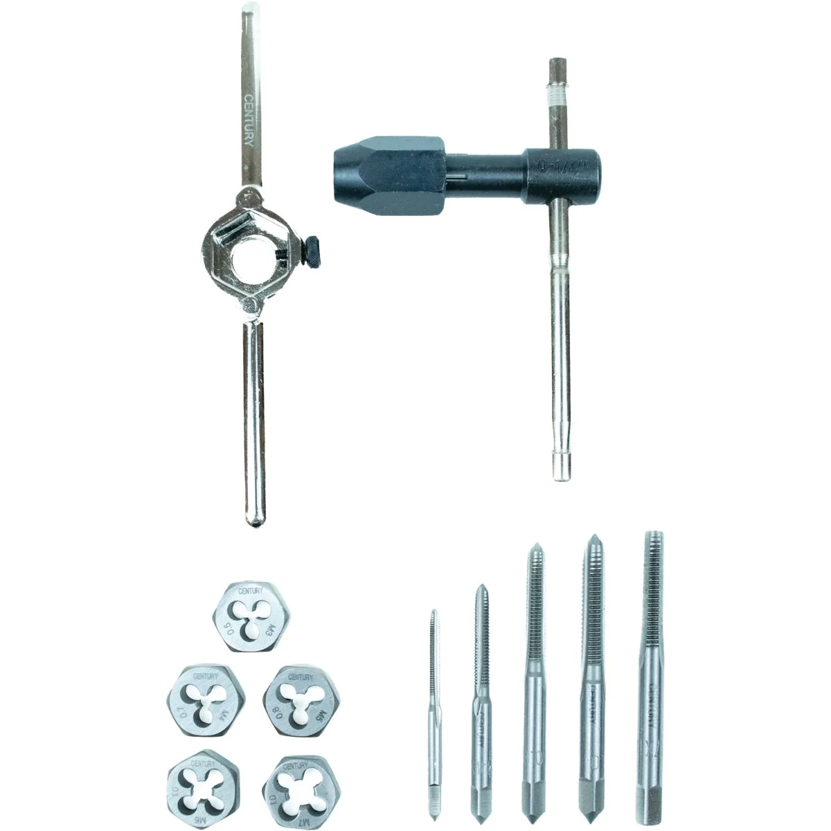 Functional Century Drill Tool Metric Tap Die Set 12-Piece Contemporary