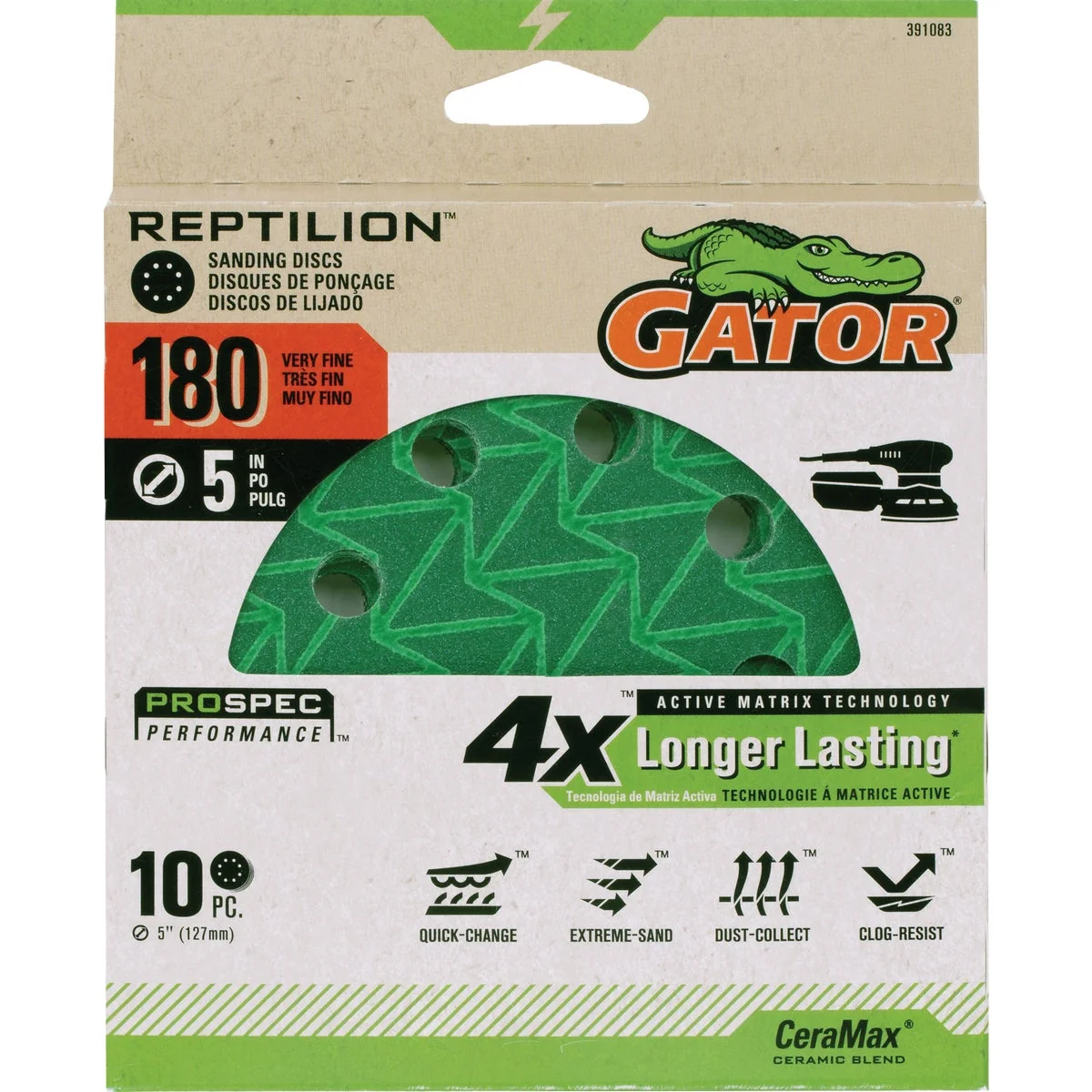 Quality Gator Reptilian 5 In. 8-Hole 220-Grit Sanding Disc 10-Pack Verified