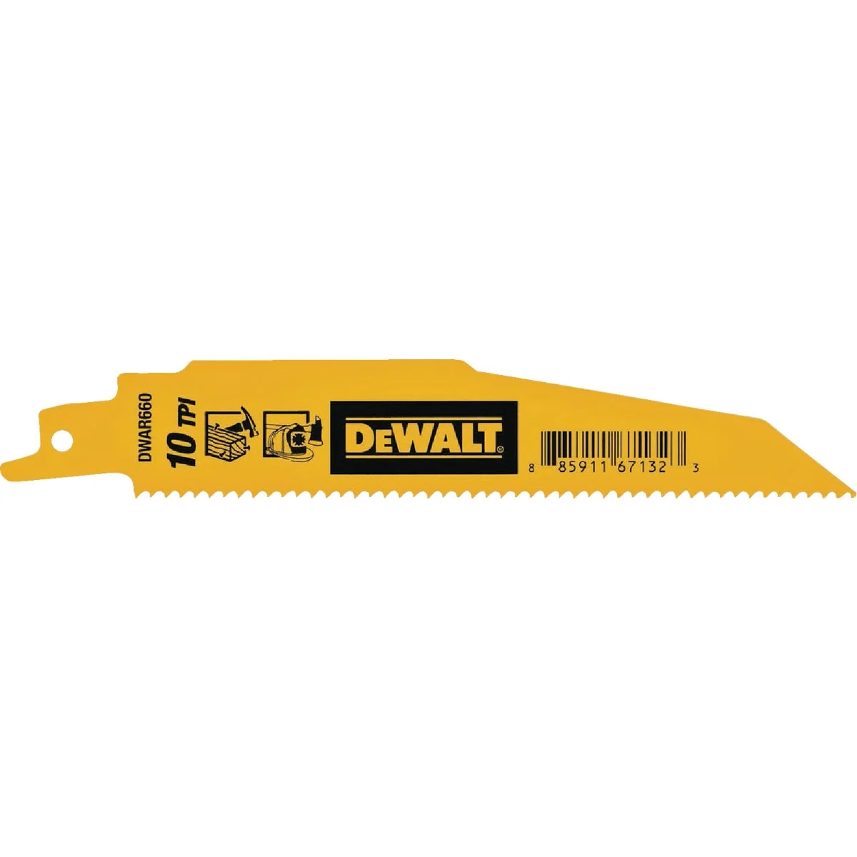 Crafted DEWALT 6 In. 10 TPI Demolition Bi-Metal Reciprocating Saw Blade 5-Pack Selected