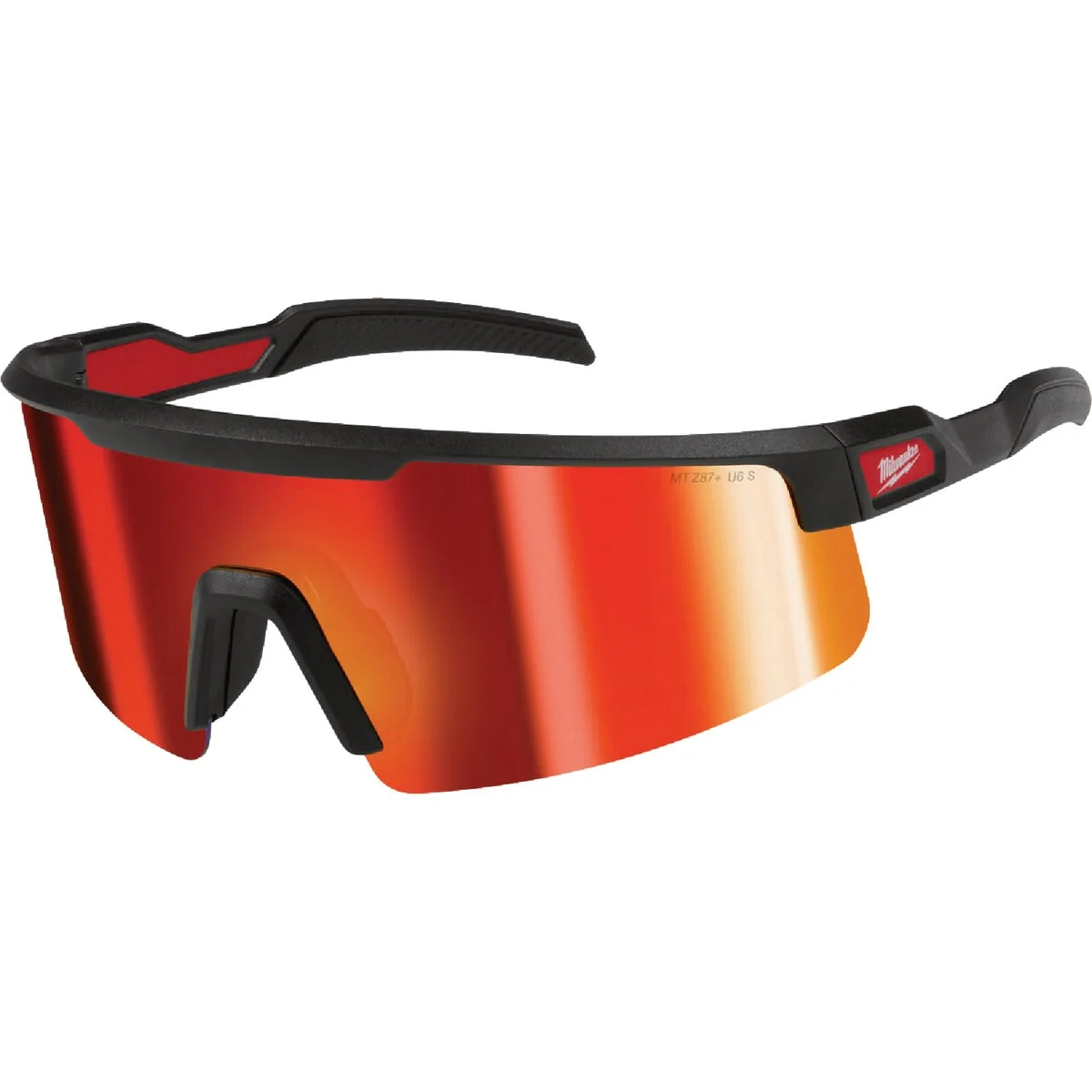 Reusable Milwaukee Wrap Around Safety Glasses with Red-Mirrored Anti-Scratch Lenses Effective