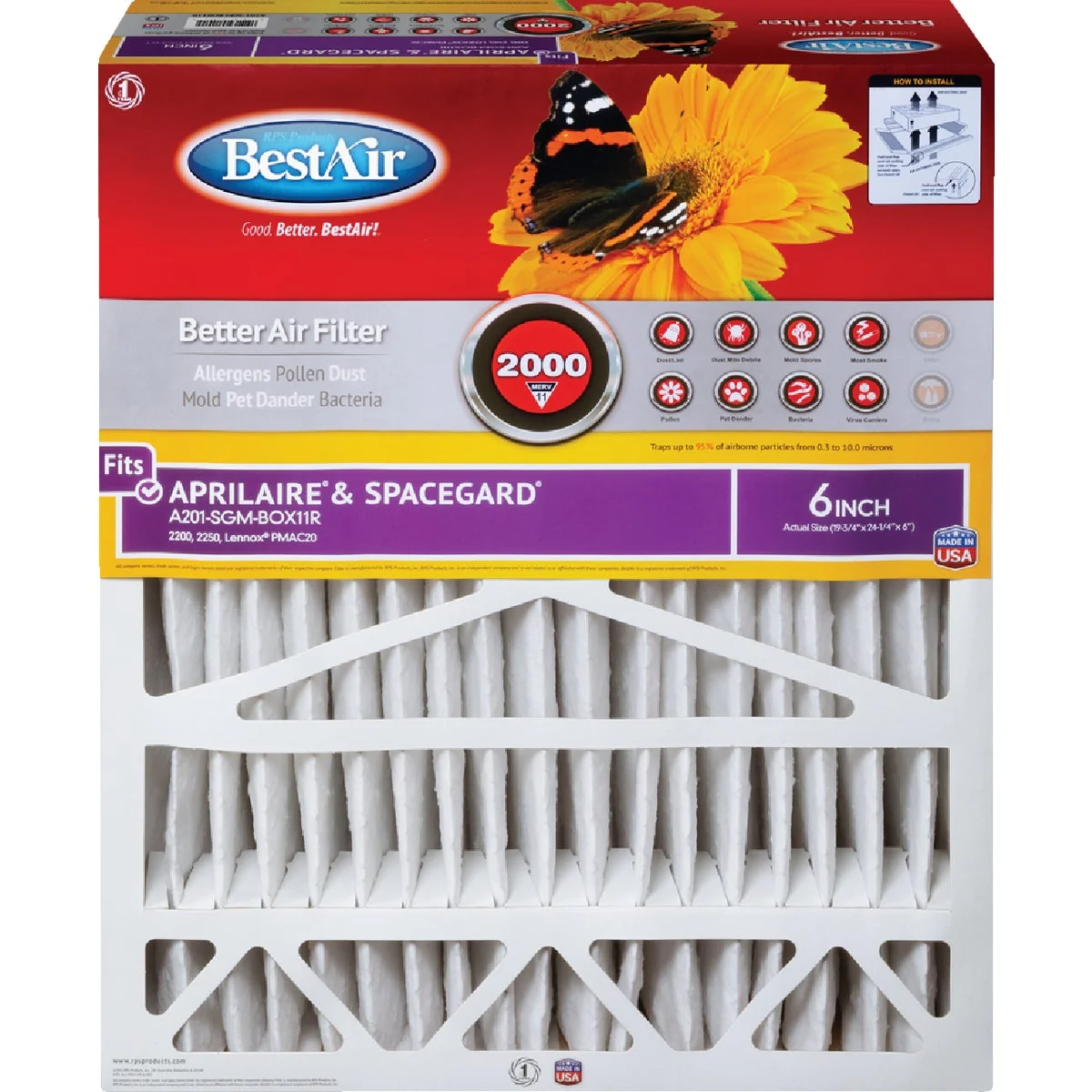 Luxury Air 20 In. x 25 In. x 6 In. Aprilaire SpaceGard MERV 11 Deep Pleat Furnace Filter with Cardboard Frame Verified