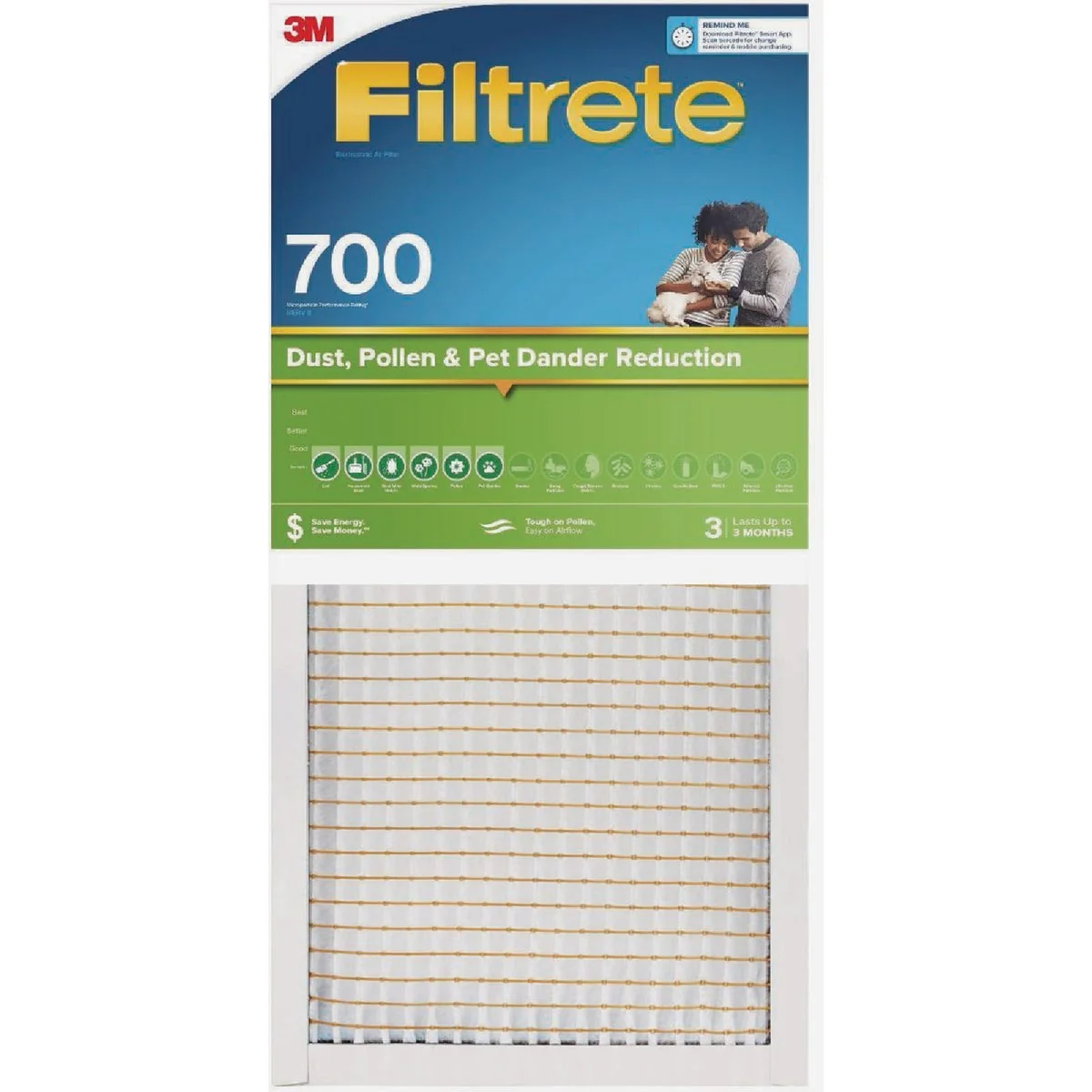 Crafted Filtrete 16 In. x 20 In. x 1 In. 700 MPR Dust Pollen Pet Dander Reduction Furnace Filter MERV 8 Convenient