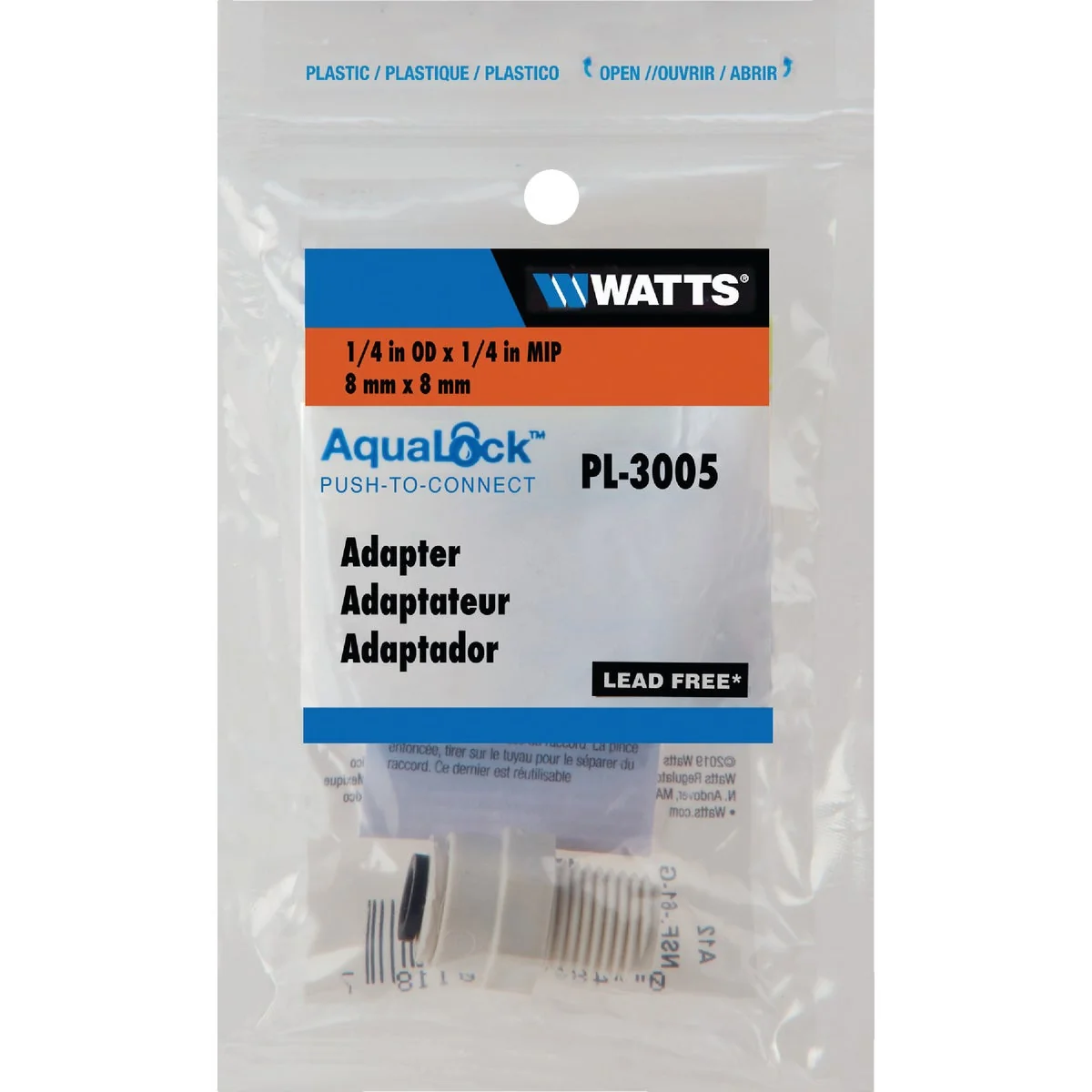 Breathable Watts Aqualock 1 4 In. OD x 1 4 In. MPT Push-to-Connect Plastic Adapter Contemporary
