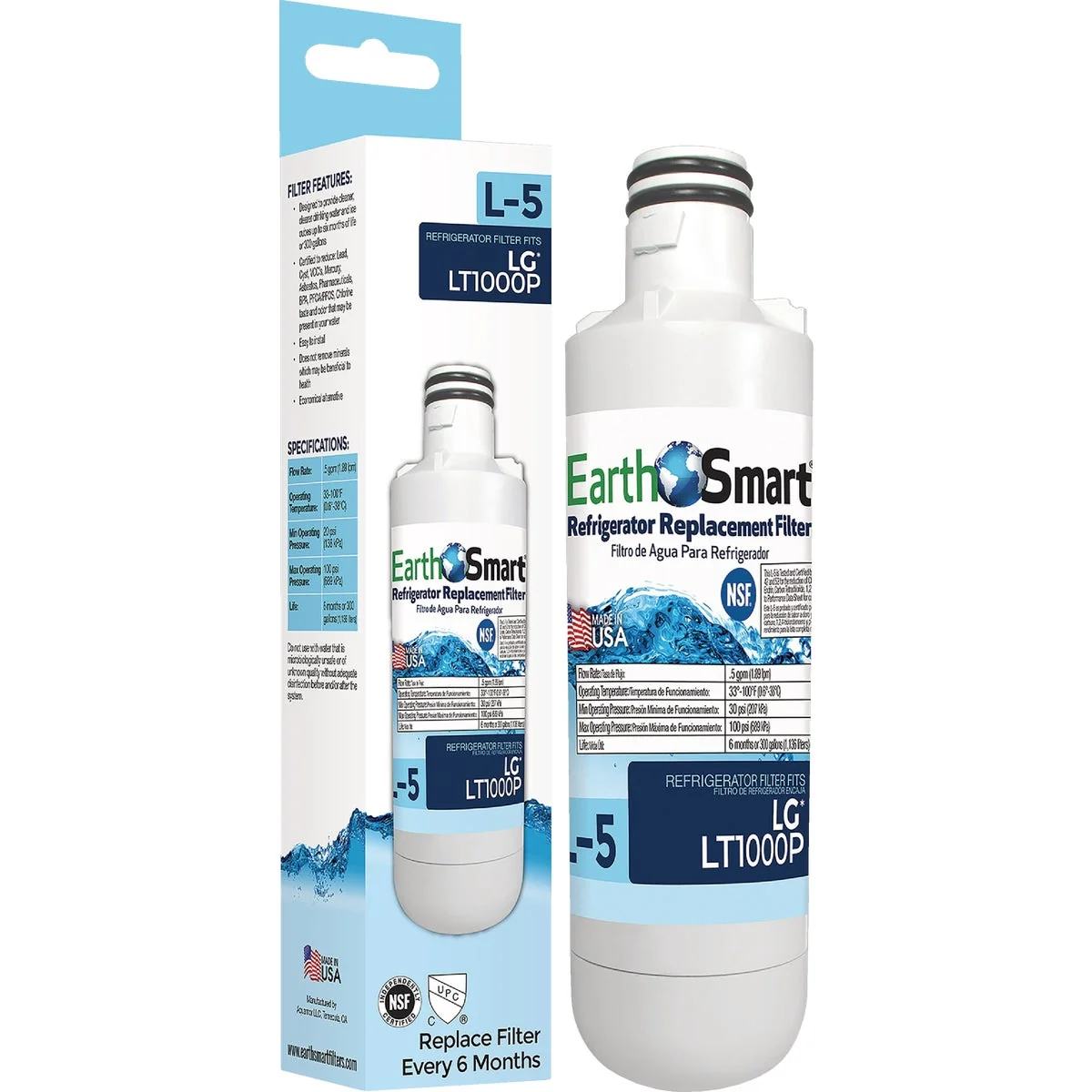 Natural EarthSmart L-5 LG Icemaker Refrigerator Water Filter Cartridge High-Quality