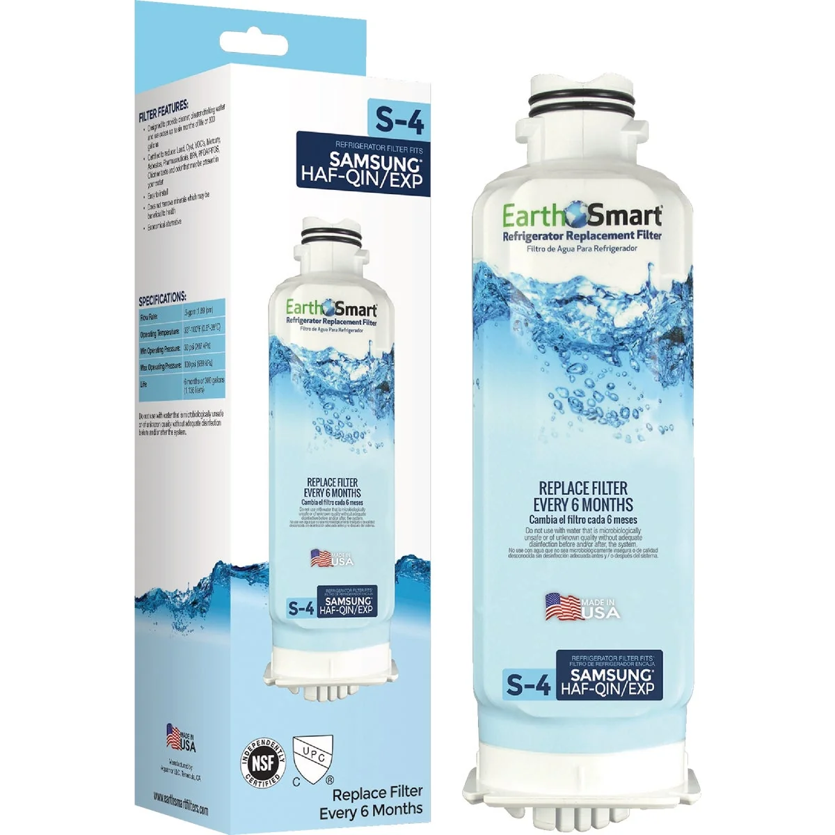 User-Friendly EarthSmart S-4 Samsung Icemaker Refrigerator Water Filter Cartridge Reusable