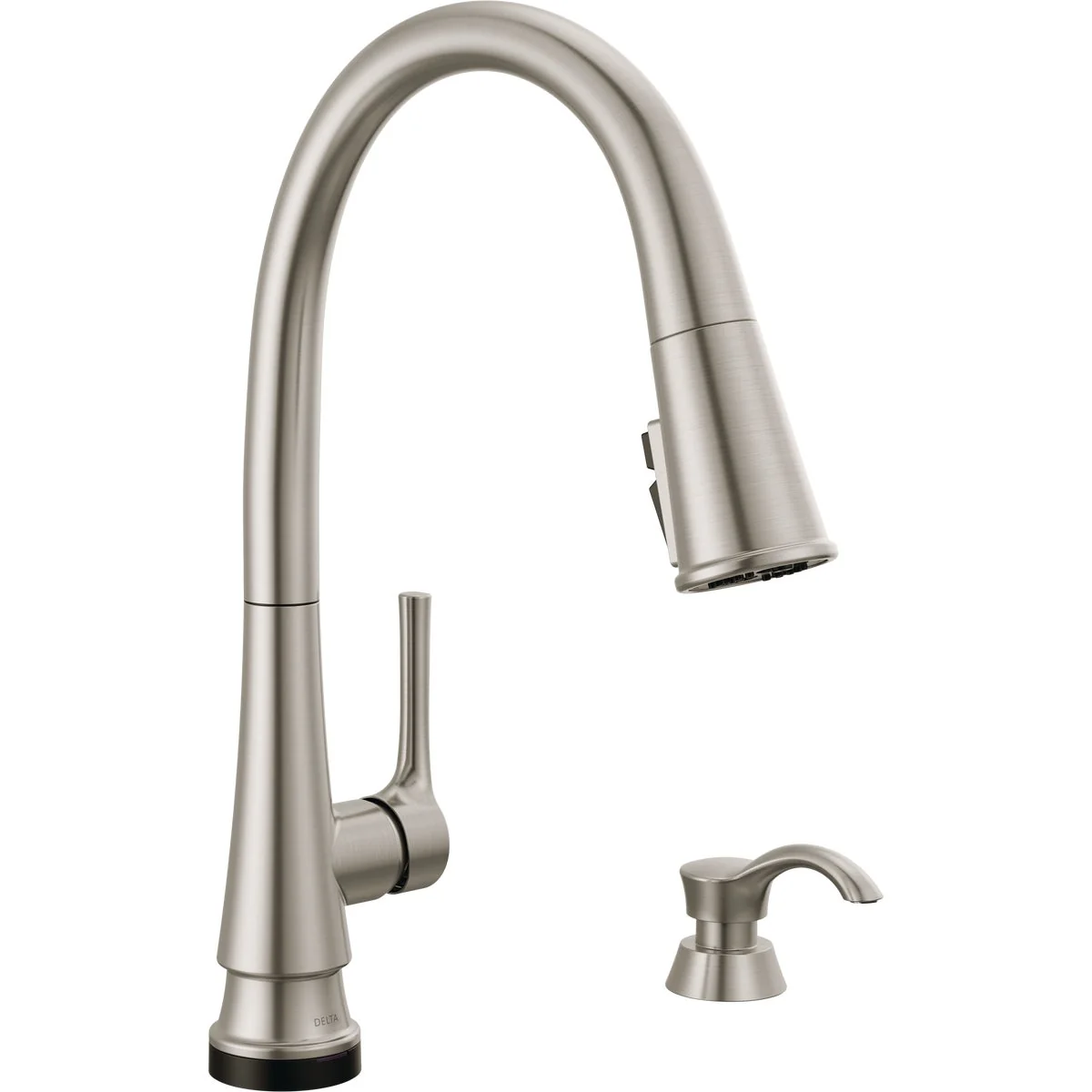 Healthy Delta Corwin Touch2O 1-Handle Pull-Down Kitchen Faucet with Soap Dispenser Spotshield Stainless Solid