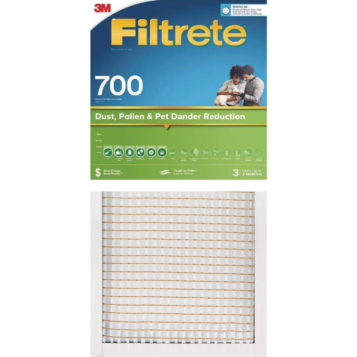 Stylish Filtrete 20 In. x 30 In. x 1 In. 700 MPR Dust Pollen Pet Dander Reduction Furnace Filter MERV 8 Environmentally Friendly