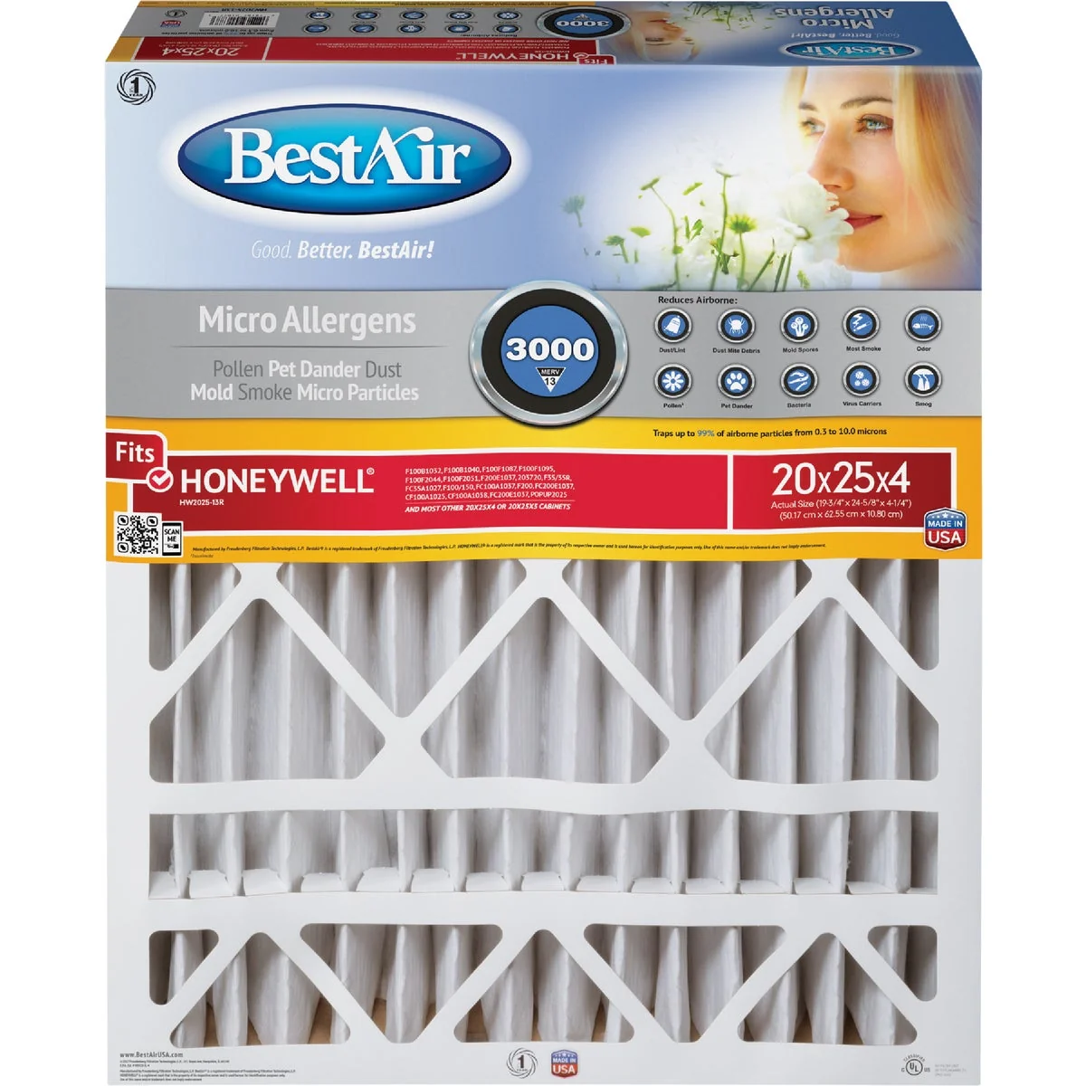 Environmentally Friendly Air 20 In. x 25 In. x 4 In. Honeywell MERV 13 Deep Pleat Furnace Filter Trendy