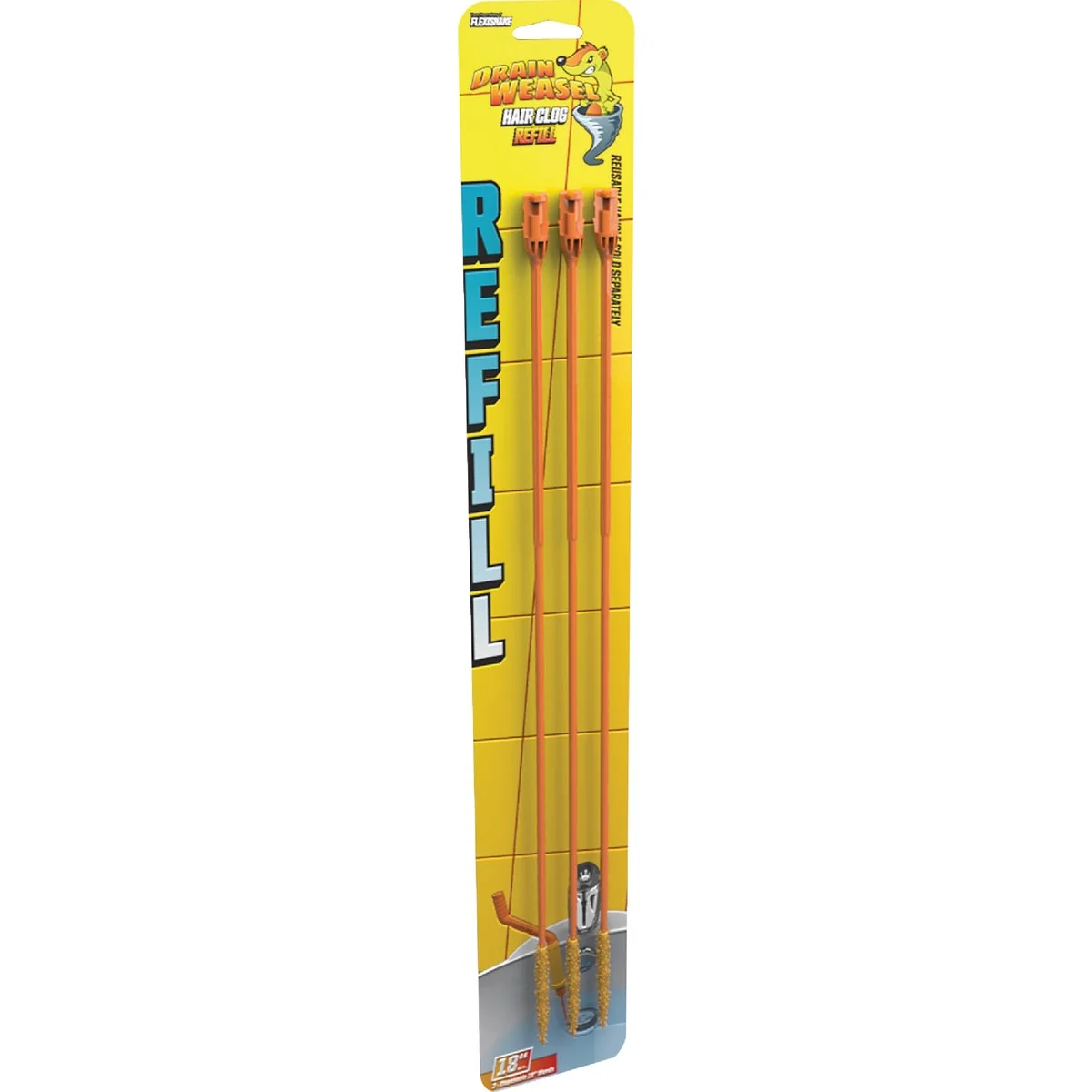 Professional FlexiSnake Drain Weasel Hair Stick Refills Green