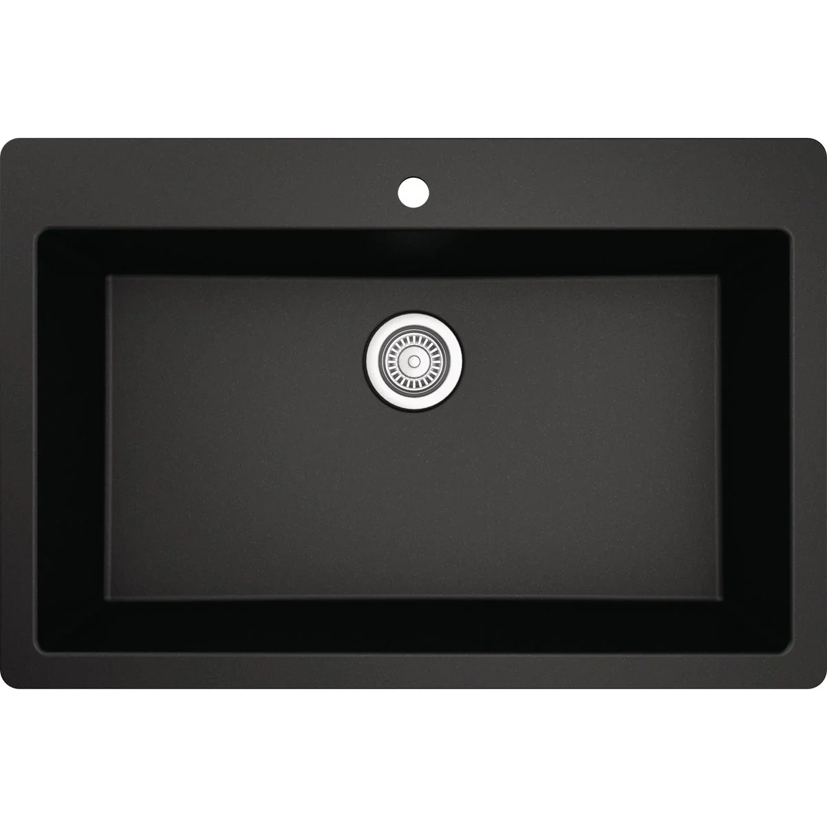 Trendy Karran 33 In. x 22 In. Black Quartz Drop-In Single Bowl Kitchen Sink Original Design