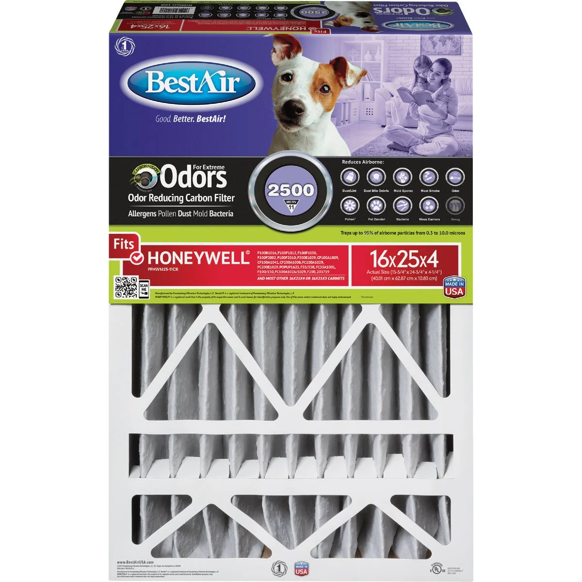Detailed Air 16 In. x 25 In. x 4 In. Honeywell MERV 11 Odor Eliminating Deep Pleat Furnace Filter Sustainable