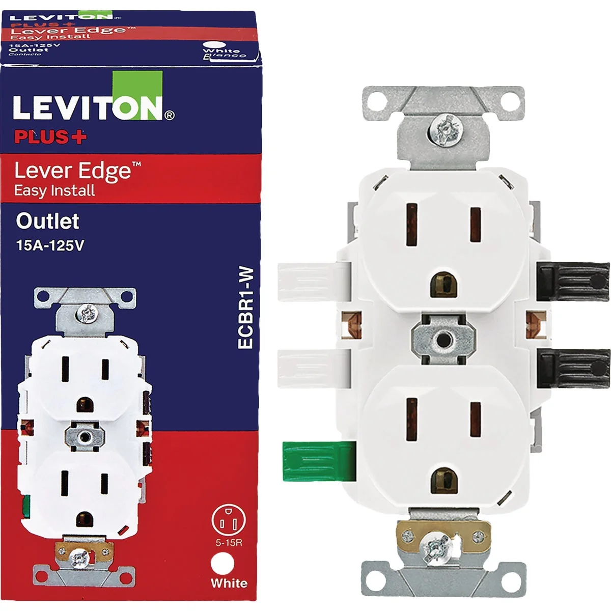 Secure Leviton Lever Edge White 15A Commercial Grade 5-15R Duplex Outlet Proven