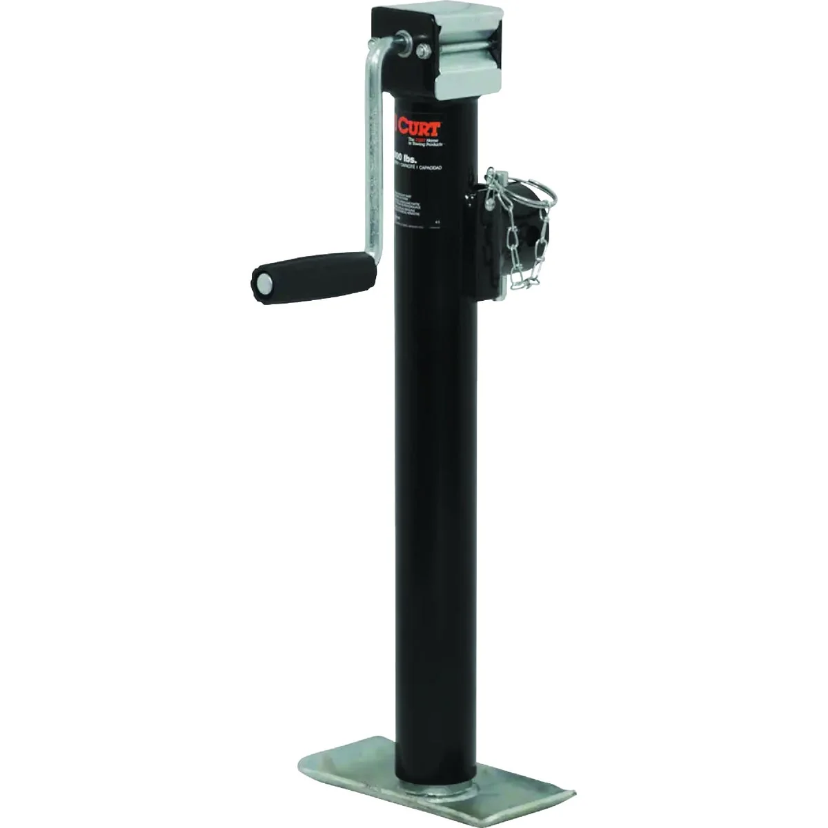 Refined CURT 2000 Lb. Pipe-Mount Swivel Jack with Side Handle 15 In. Travel Exclusive