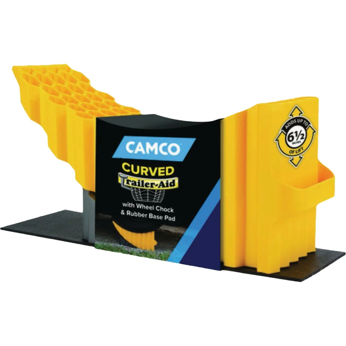 Solid Camco Heavy-Duty Curved Trailer Aid with Chock and Pad Original Design