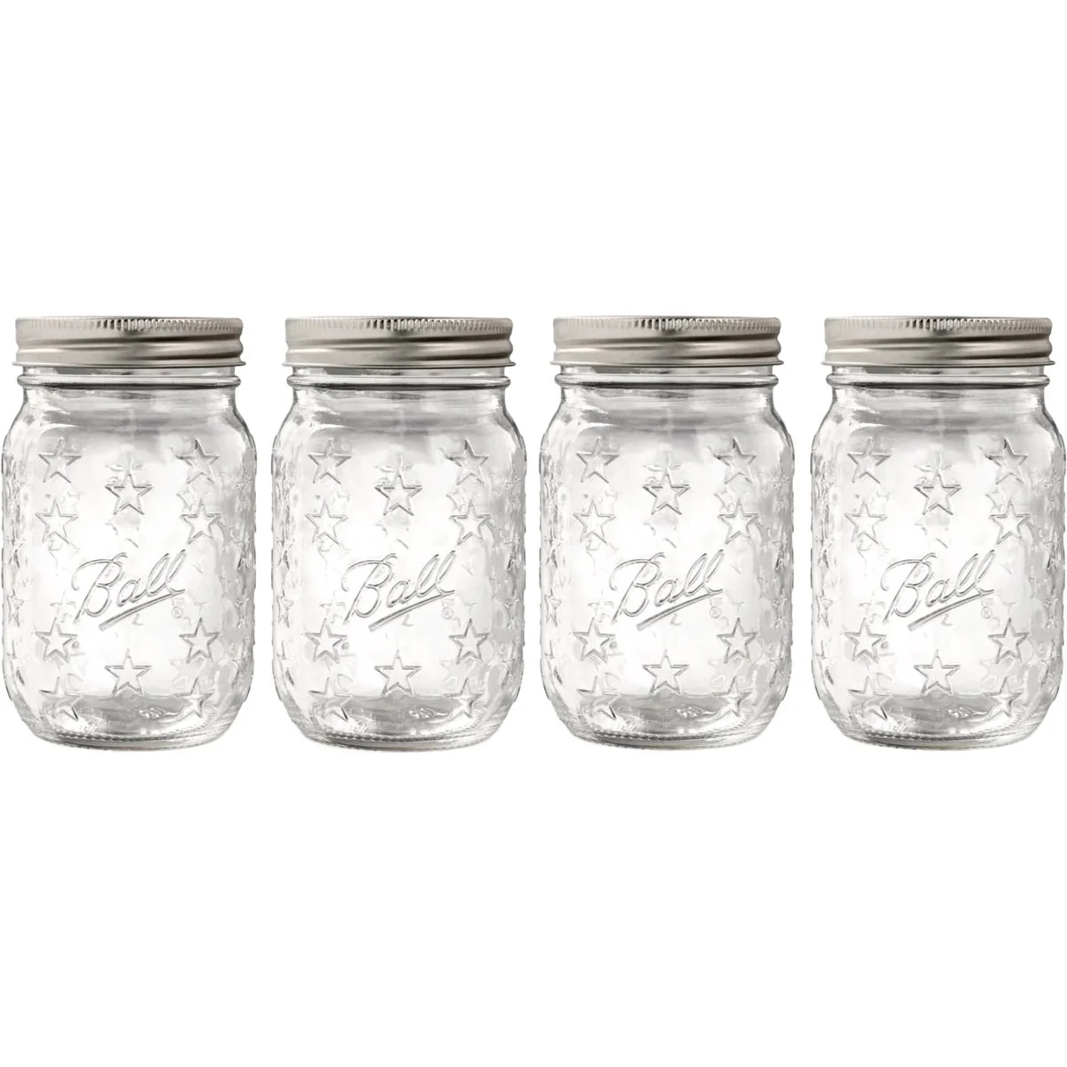 Secure Ball 16 Oz. Limited Edition Americana Regular Mouth Pint Mason Jar 4-Pack Clean