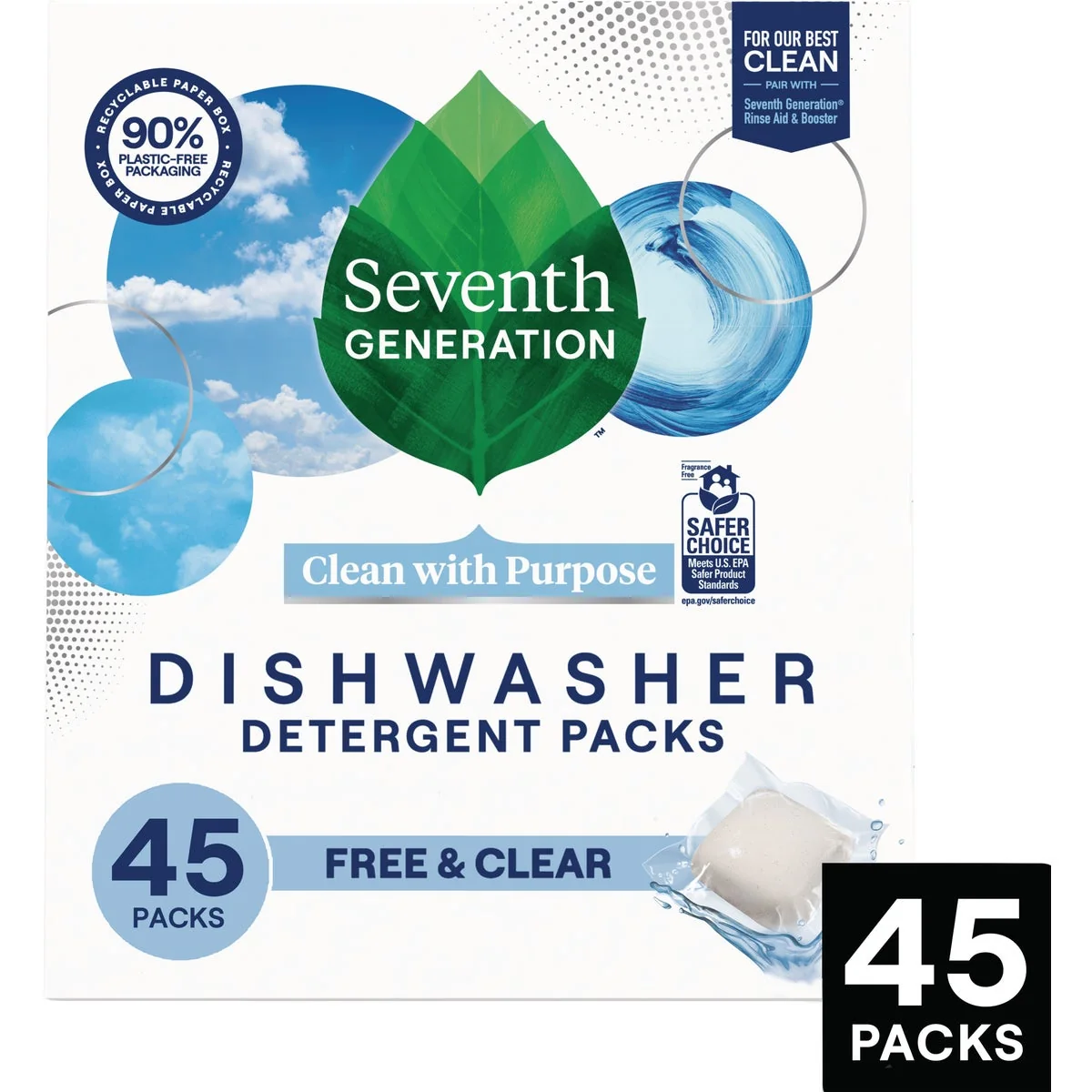 Smooth Seventh Generation Clear Dishwasher Detergent Packs 45 Count Official