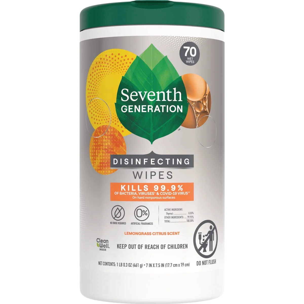 Powerful Seventh Generation Lemongrass Citrus Disinfecting Wipes 70-Count Genuine