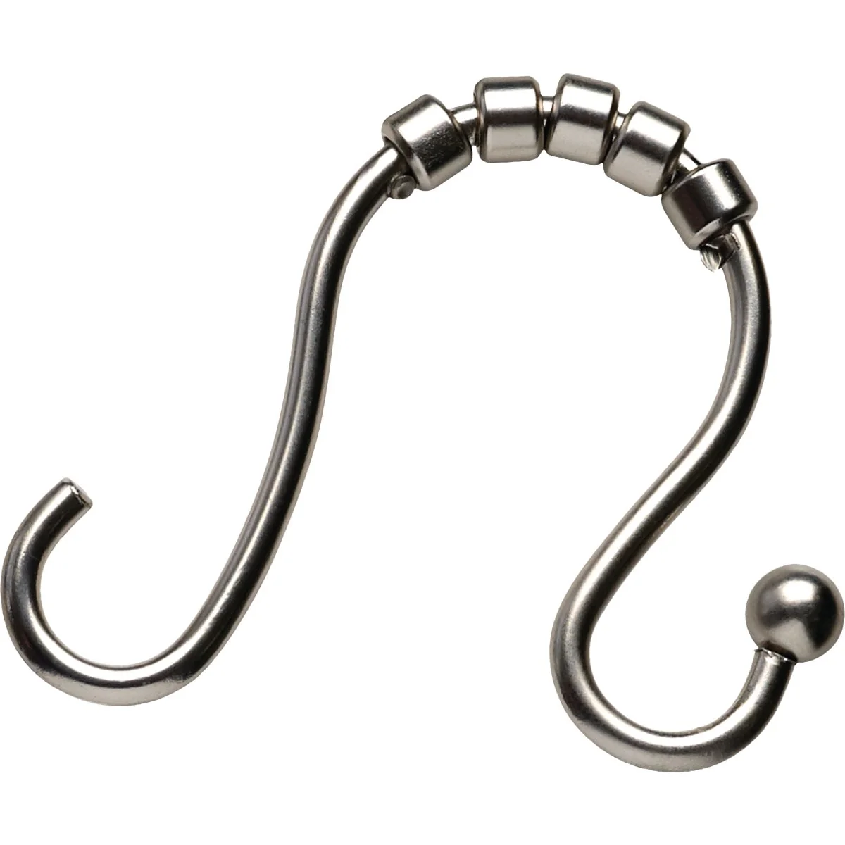 Premium Material Zenna Home Rustproof Nickel Double Roller Shower Curtain Hooks 12-Count Prestigious