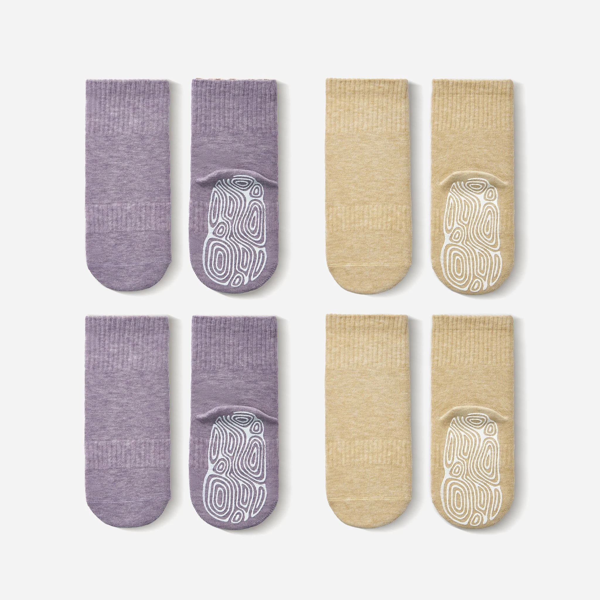New- Organic Cotton Socks- Lavender Lemon- 4 Pairs of Stay-On Baby Toddler Non-Slip Socks Artisan