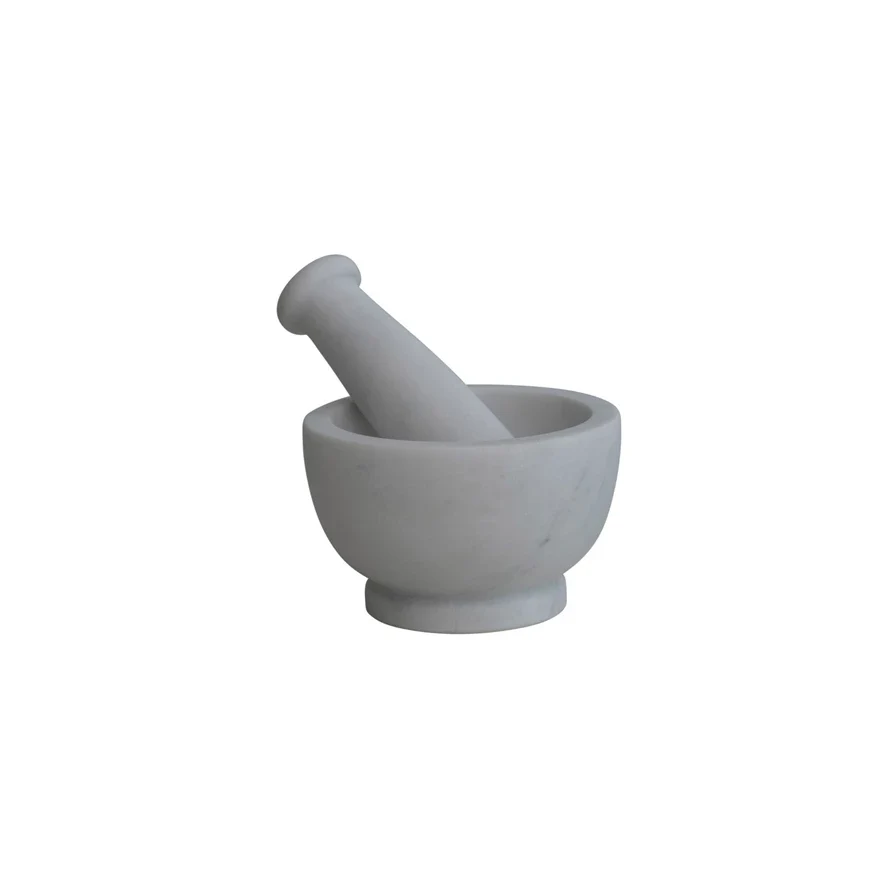 World-Class Marble Mortar Pestle White - Set of 2 Effective