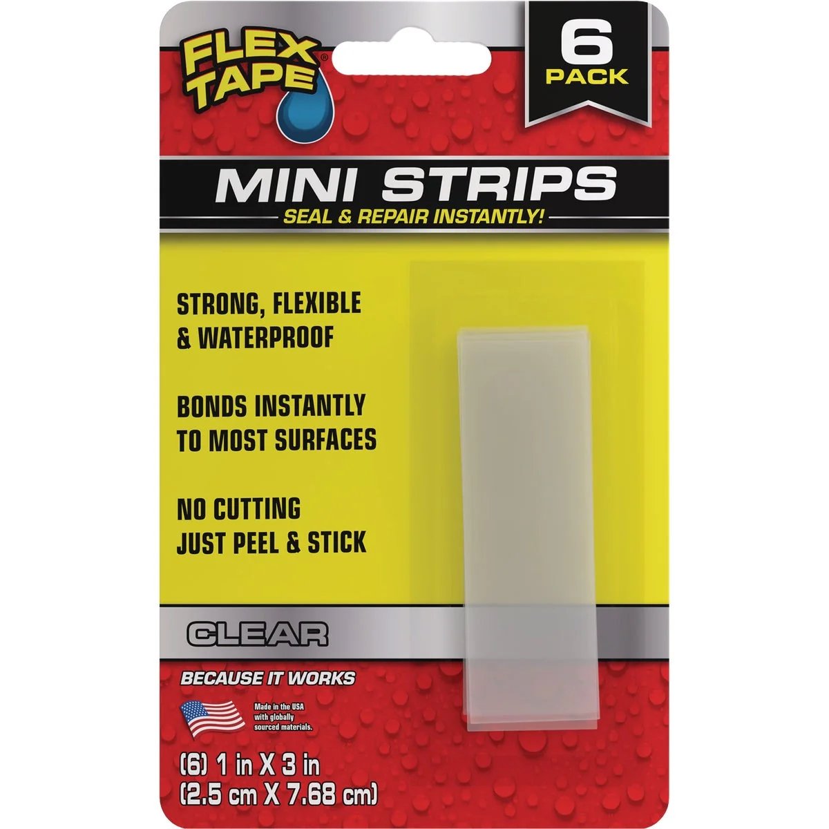 Premium Flex Tape 1 In. x 3 In. Clear Mini Strips 6-Pack Crafted