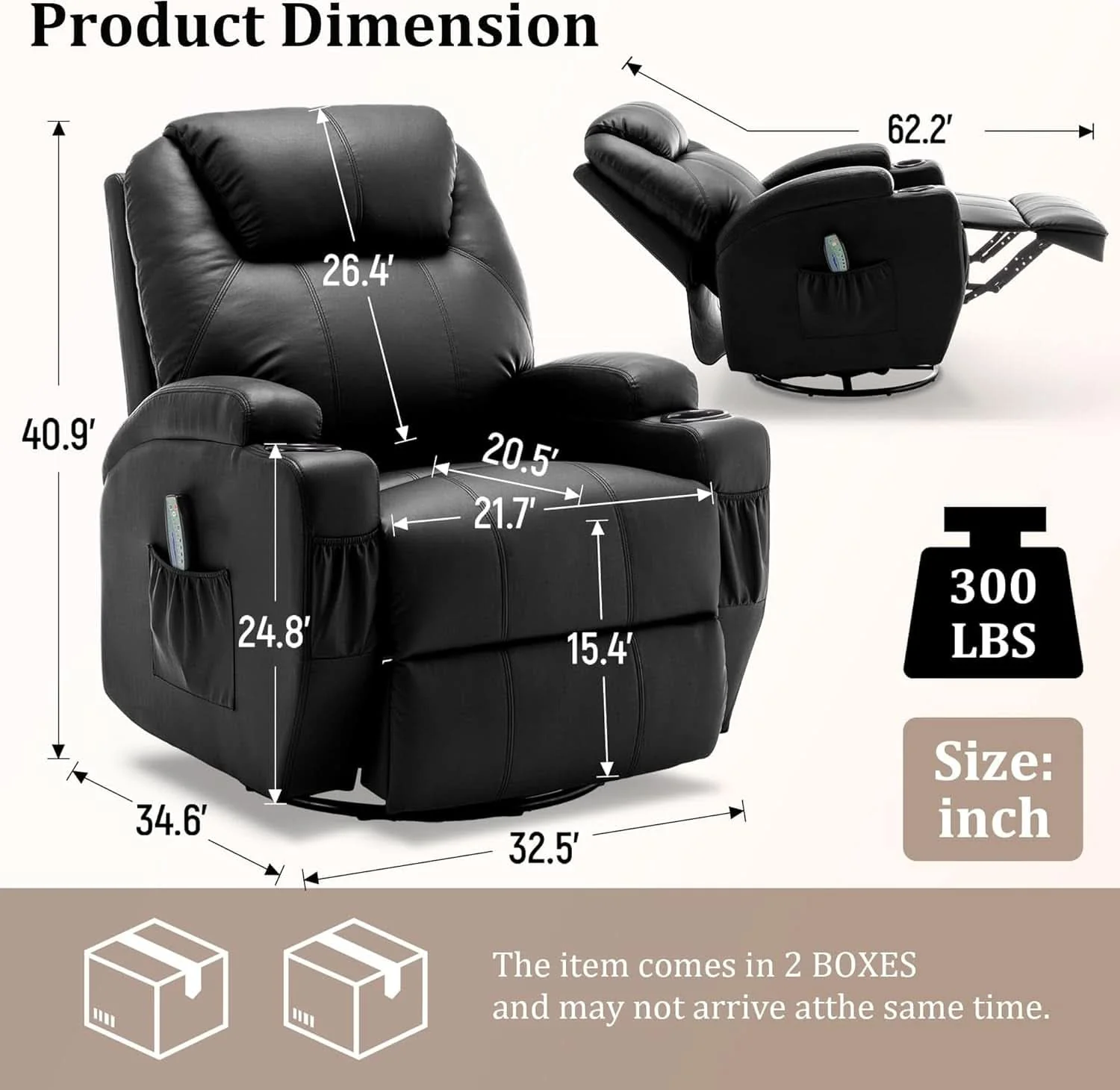 Breathable Massage Heat Swivel Recliner Chair For Living Room Proven