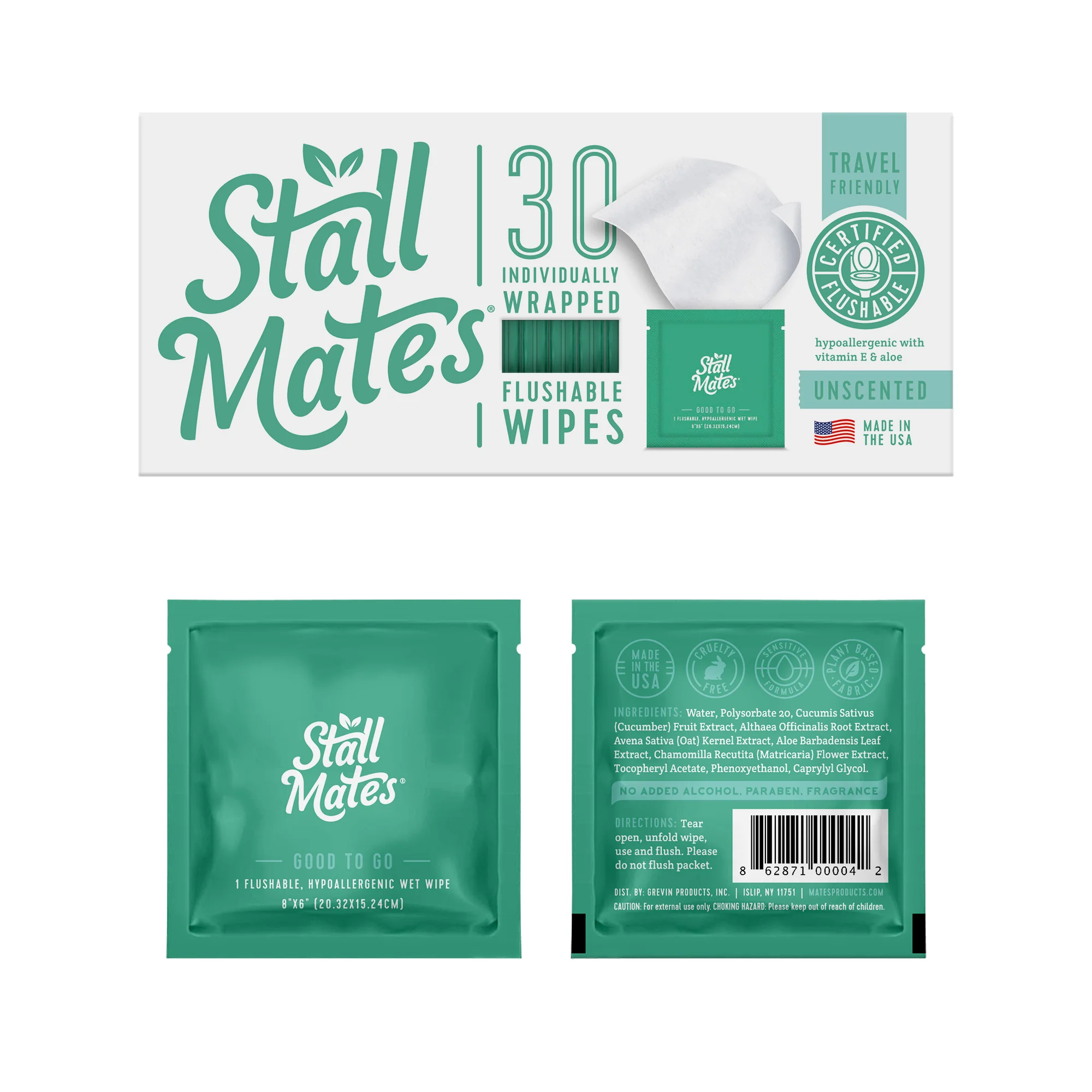Secure Stall Mates Flushable Wipes - Individually Wrapped Comfortable