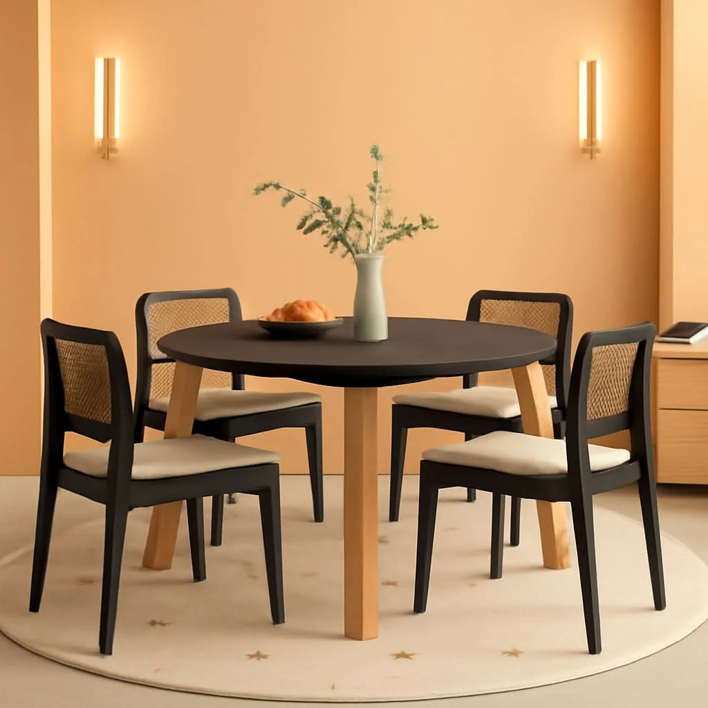 Outstanding Tribase 47 Inch Round Burnt Black Dining Table Modern Professional